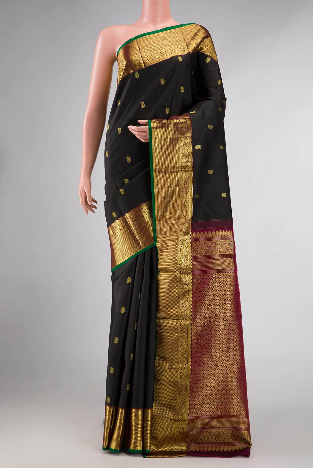 Black Dual Tone Kanchipuram Silk Saree