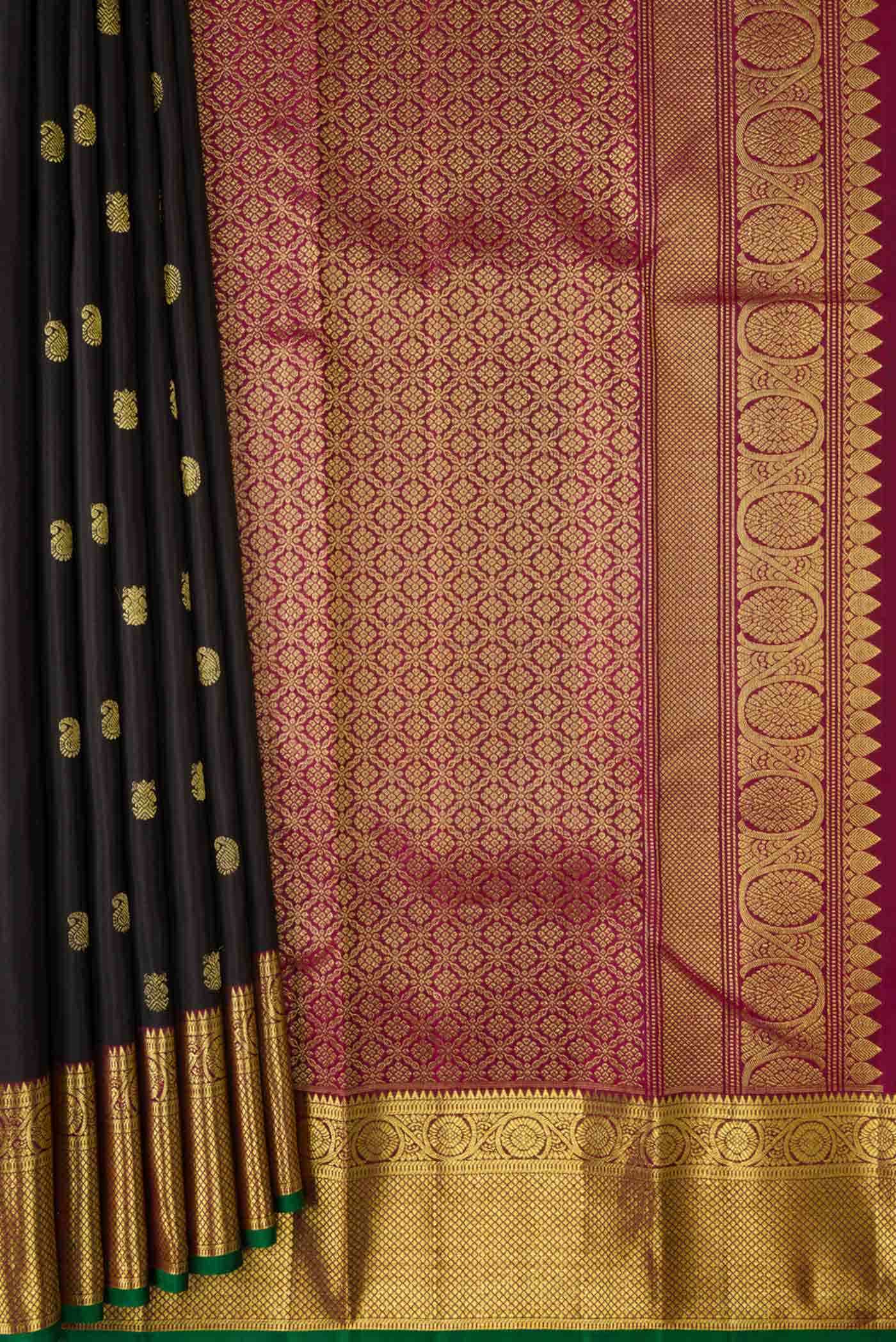Black Dual Tone Kanchipuram Silk Saree