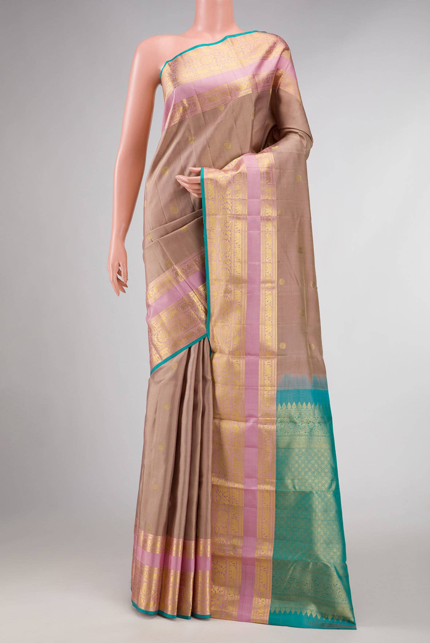 Bronze Dual Tone Kanchipuram Silk Saree