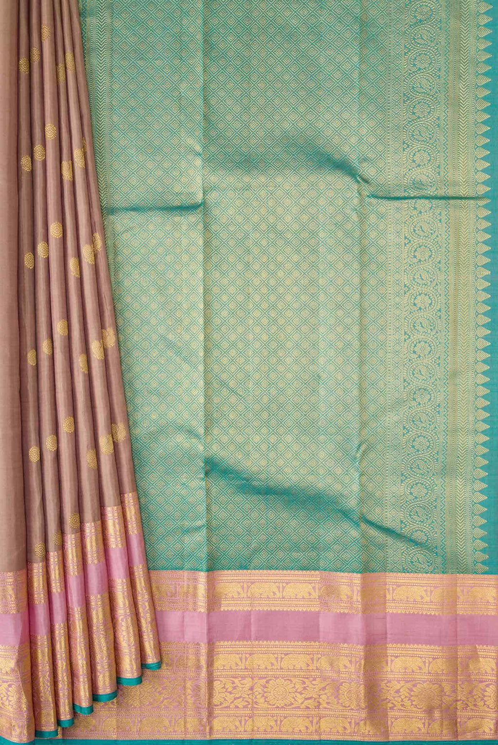 Bronze Dual Tone Kanchipuram Silk Saree