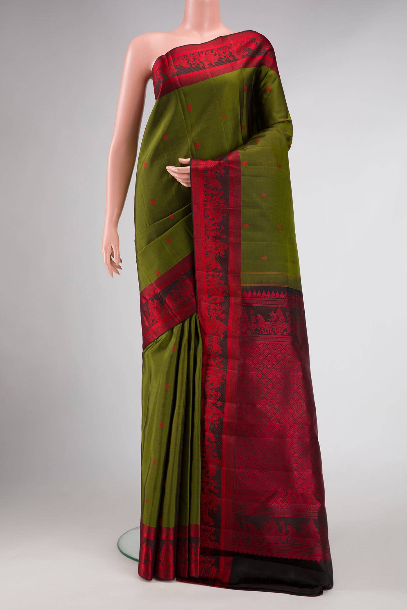 Green Dual Tone Kanchipuram Silk Saree