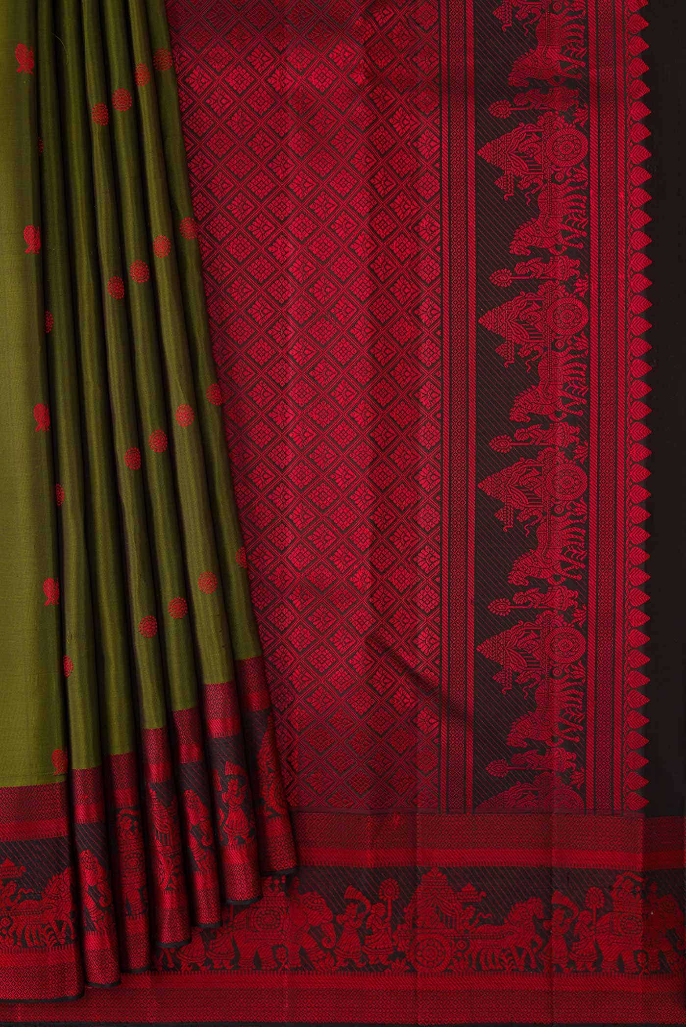 Green Dual Tone Kanchipuram Silk Saree