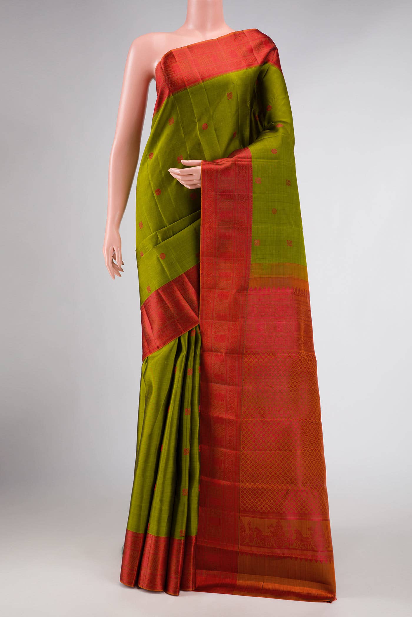 Green Dual Tone Kanchipuram Silk Saree