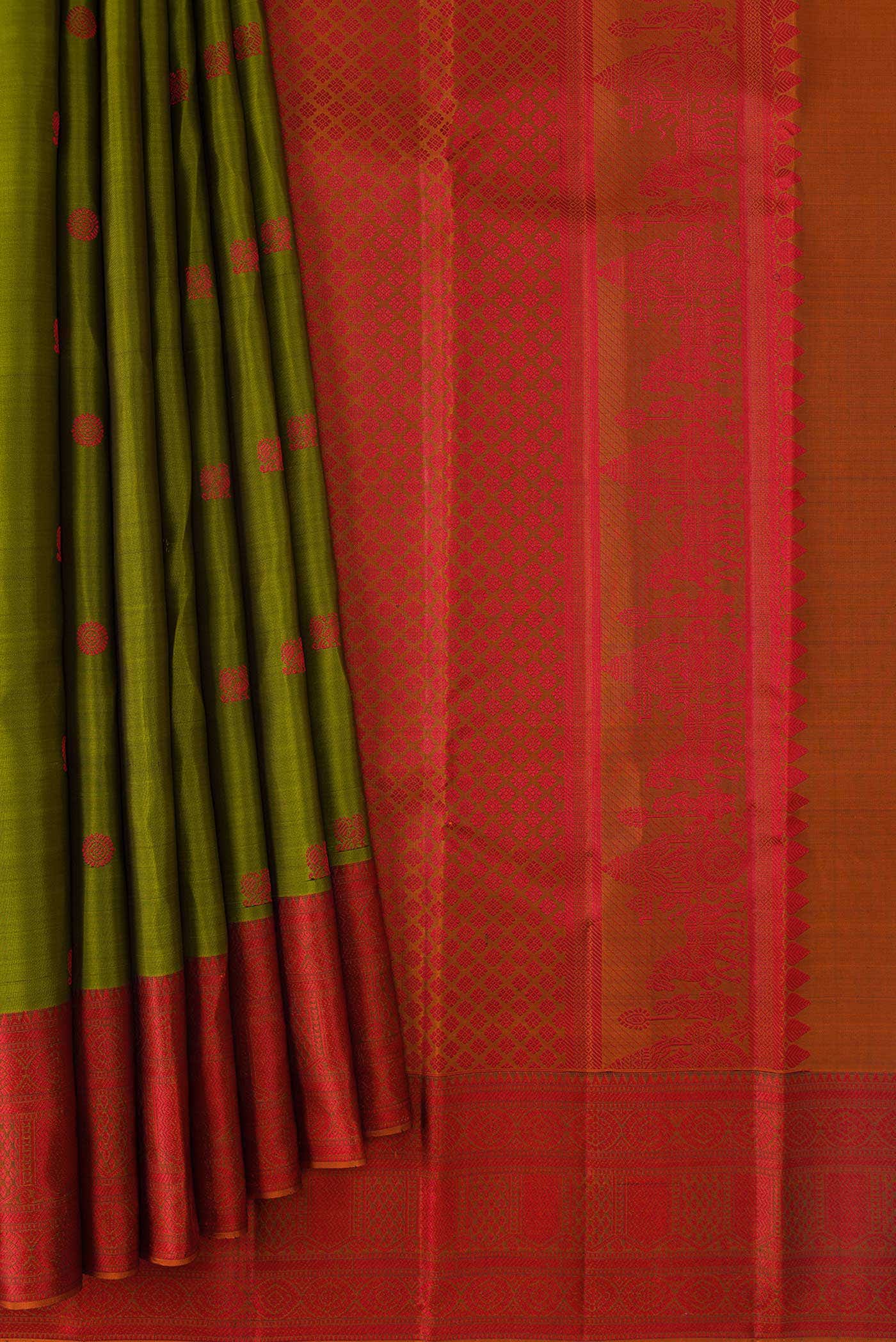 Green Dual Tone Kanchipuram Silk Saree