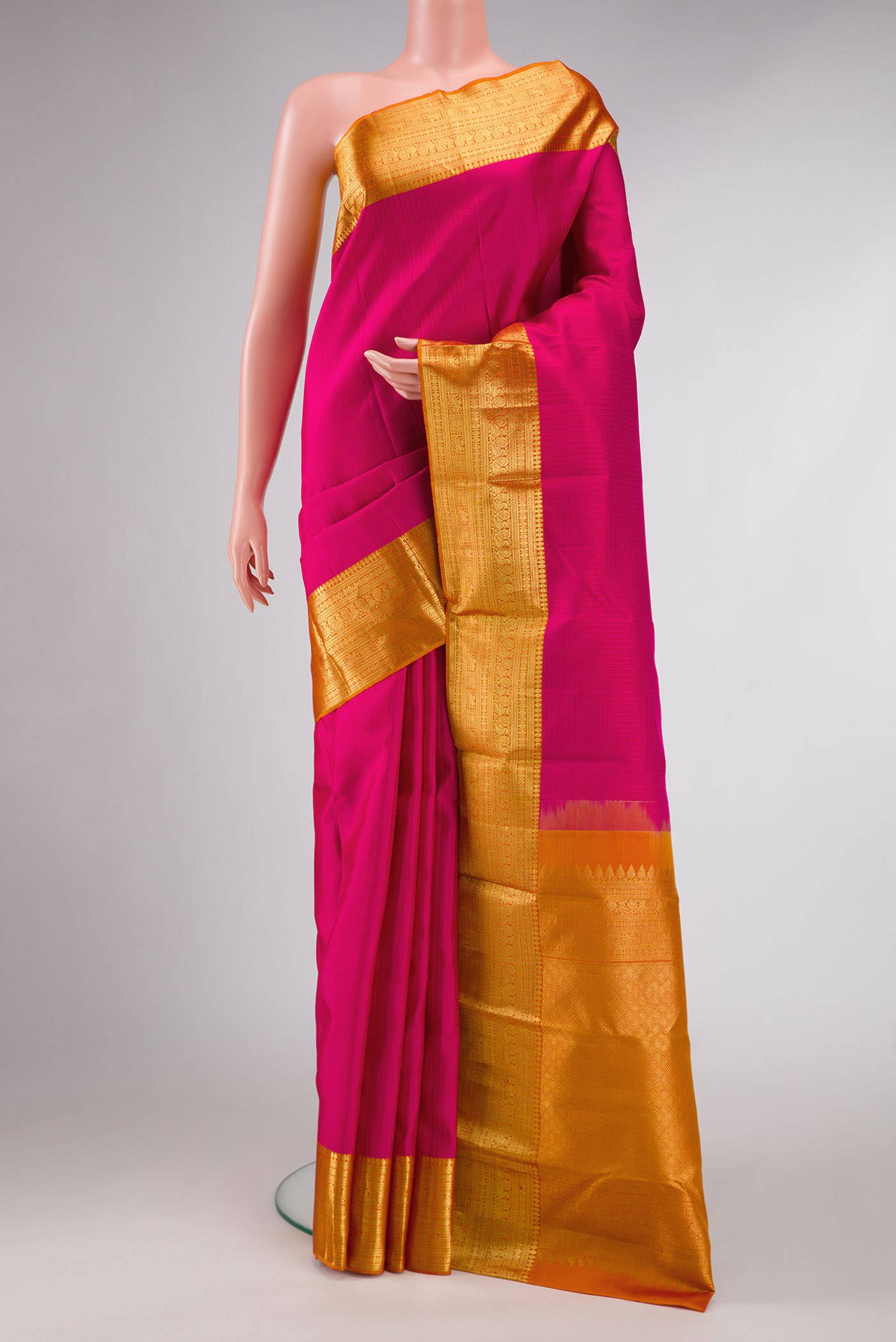Pink Dual Tone Kanchipuram Silk Saree