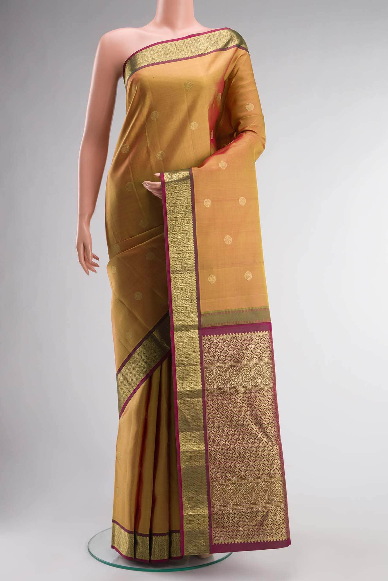 Mustard Kanchipuram Silk Saree