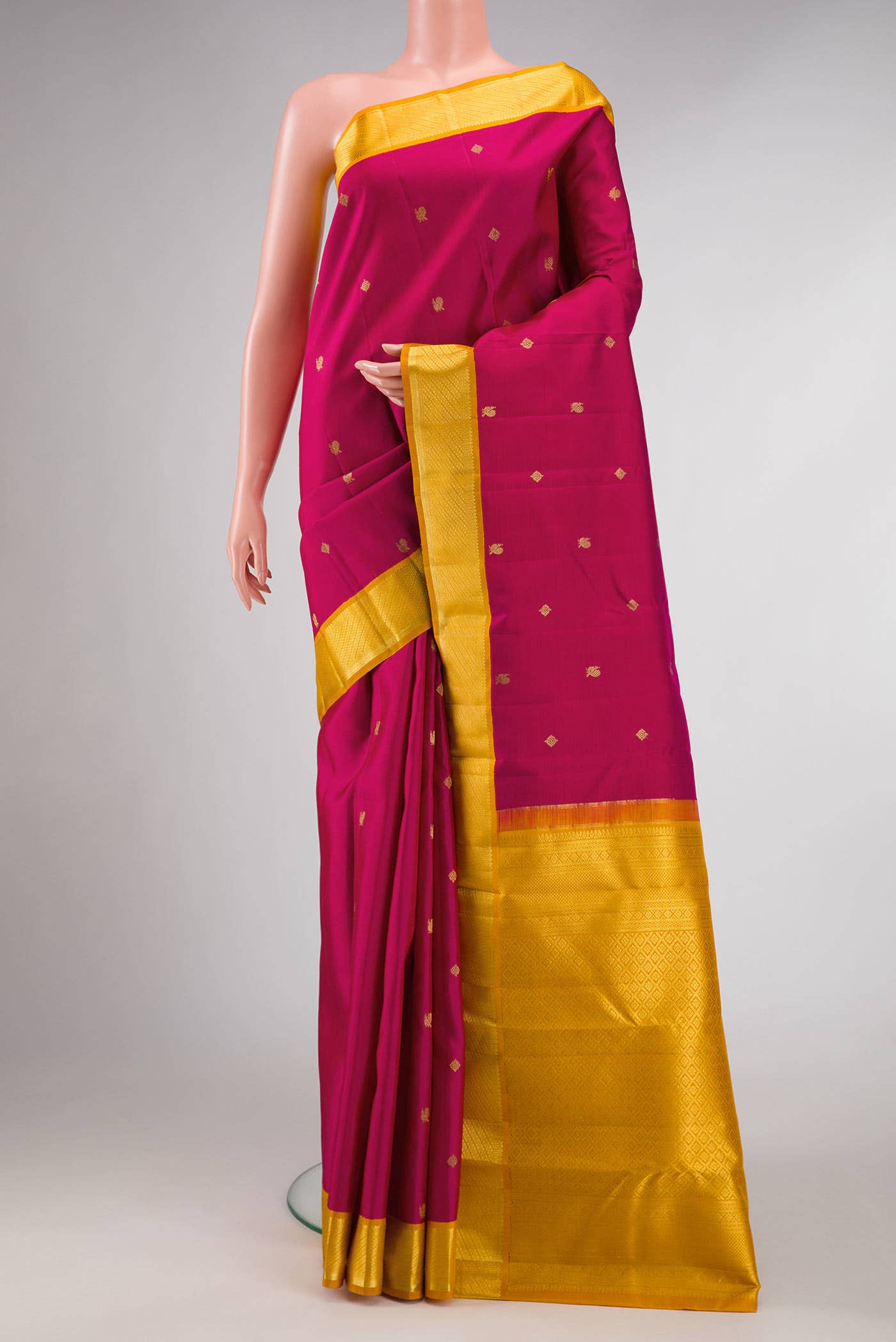 Dark Pink Dual Tone Kanchipuram Silk Saree