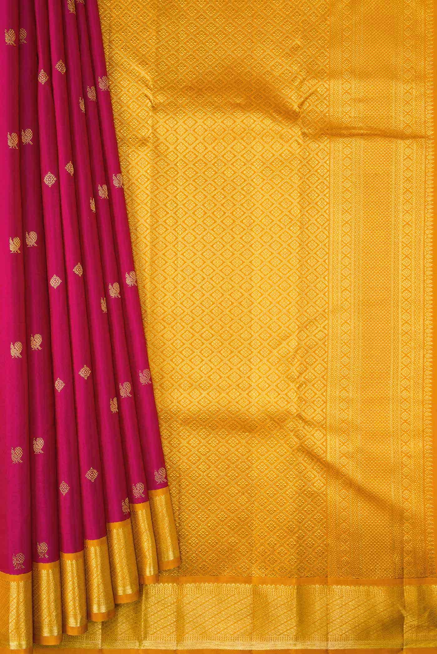 Dark Pink Dual Tone Kanchipuram Silk Saree