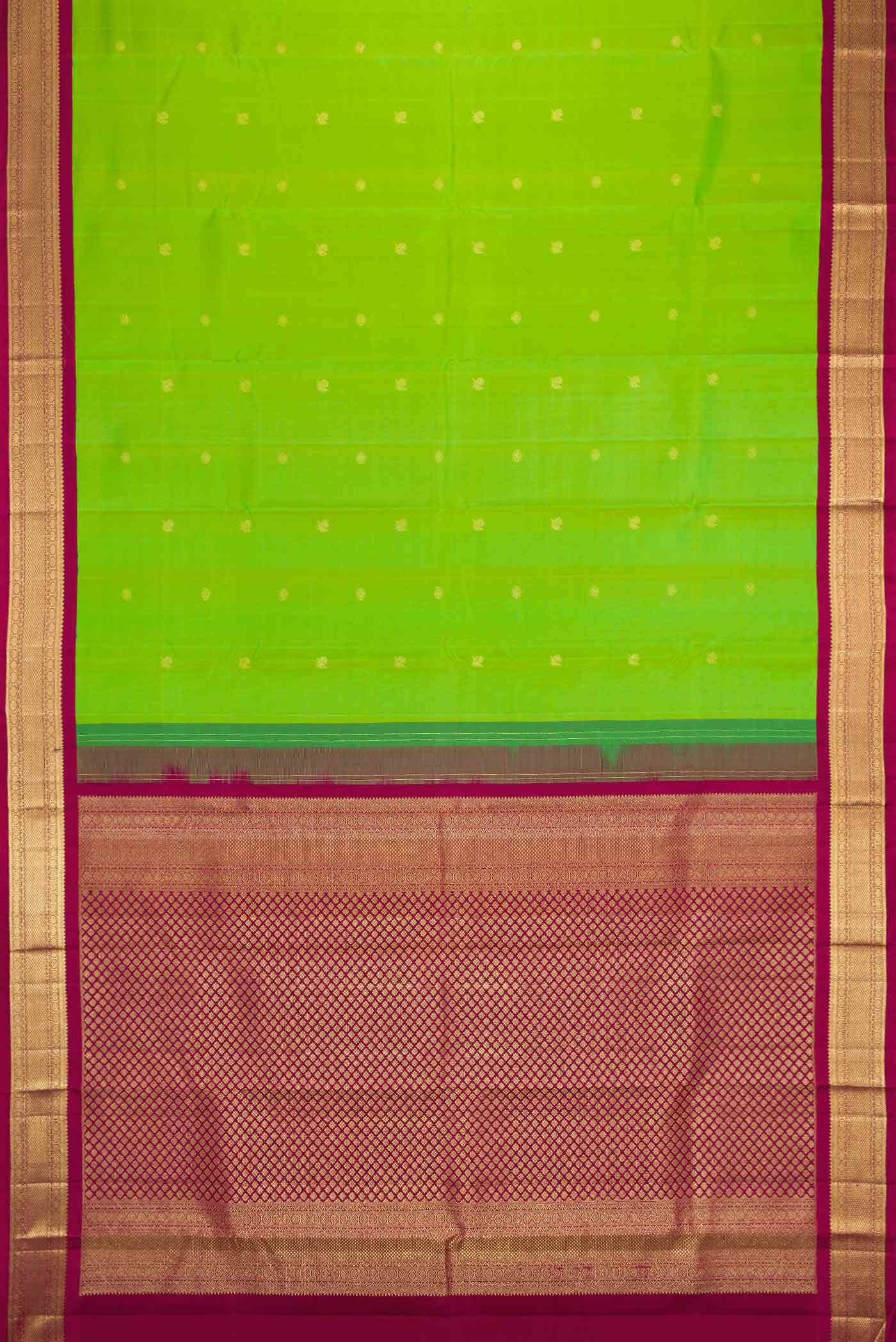 Parrot Green Dual Tone Kanchipuram Silk Saree