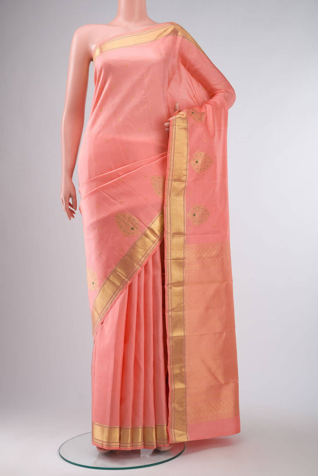 Peach Kanchipuram Silk Saree