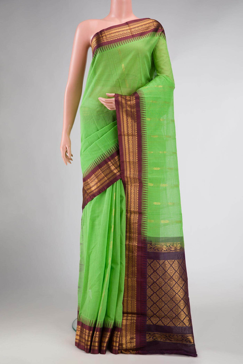 Parrot Green Dual Tone Gadwal Silk Saree