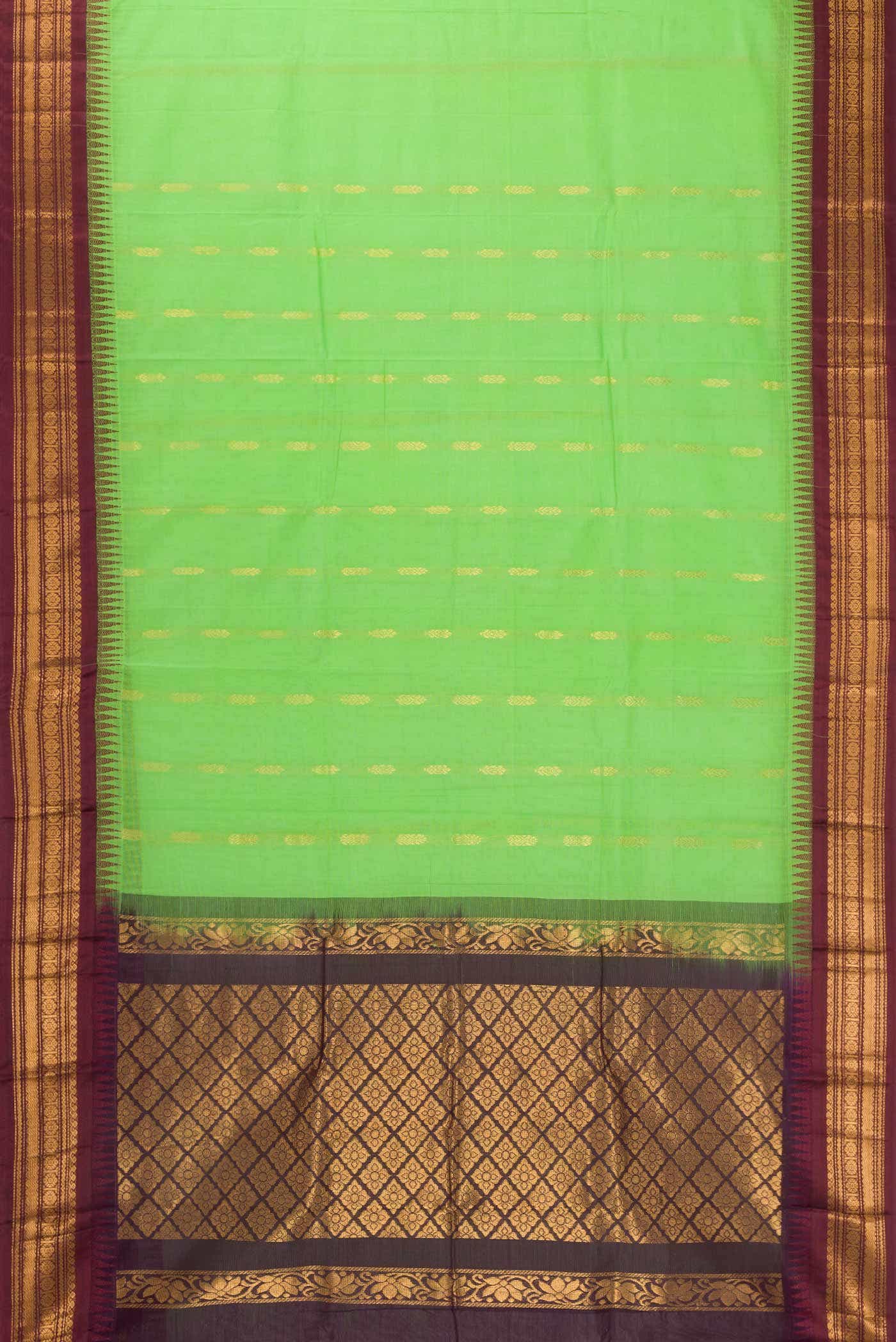 Parrot Green Dual Tone Gadwal Silk Saree