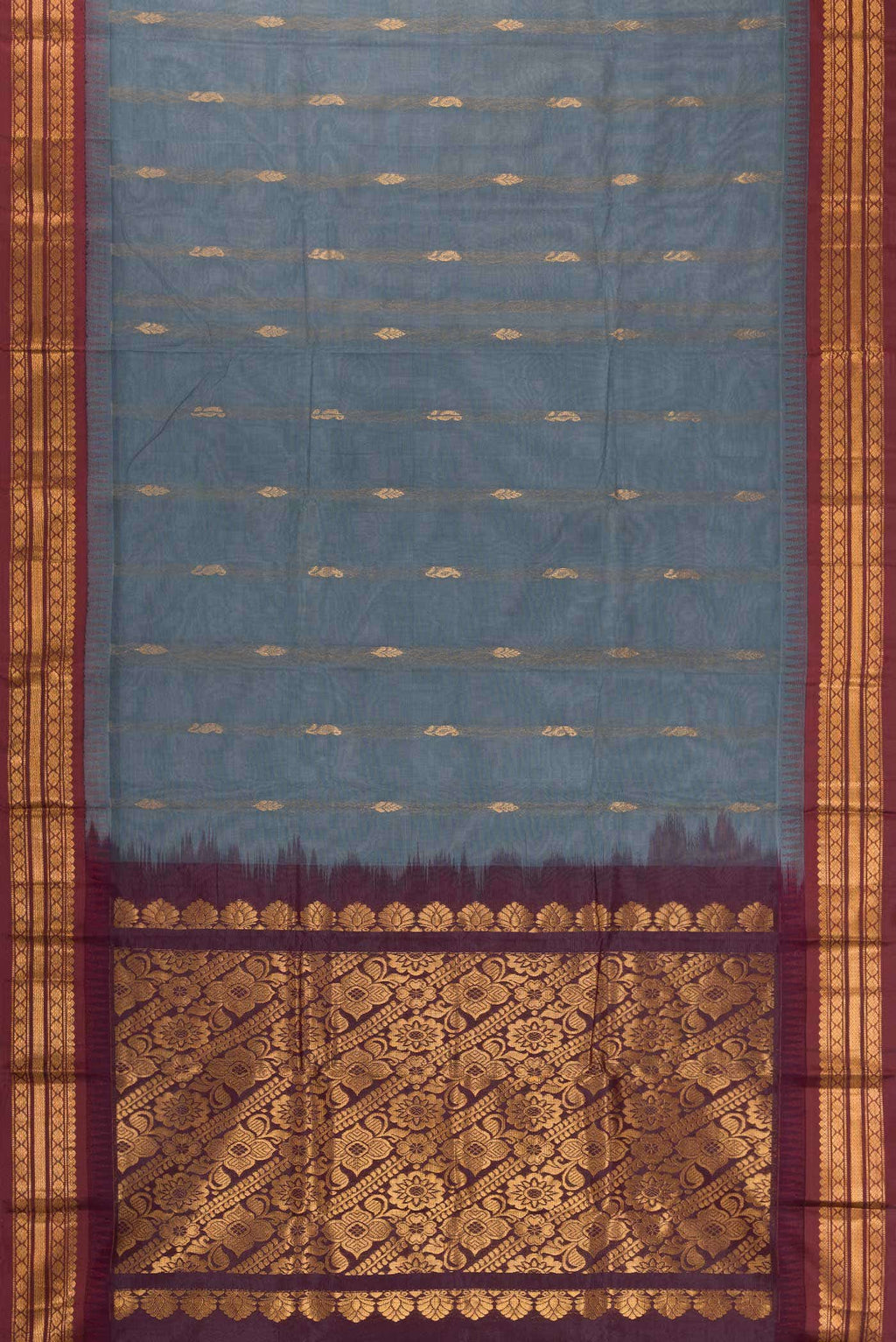 Grey Dual Tone Gadwal Silk Saree