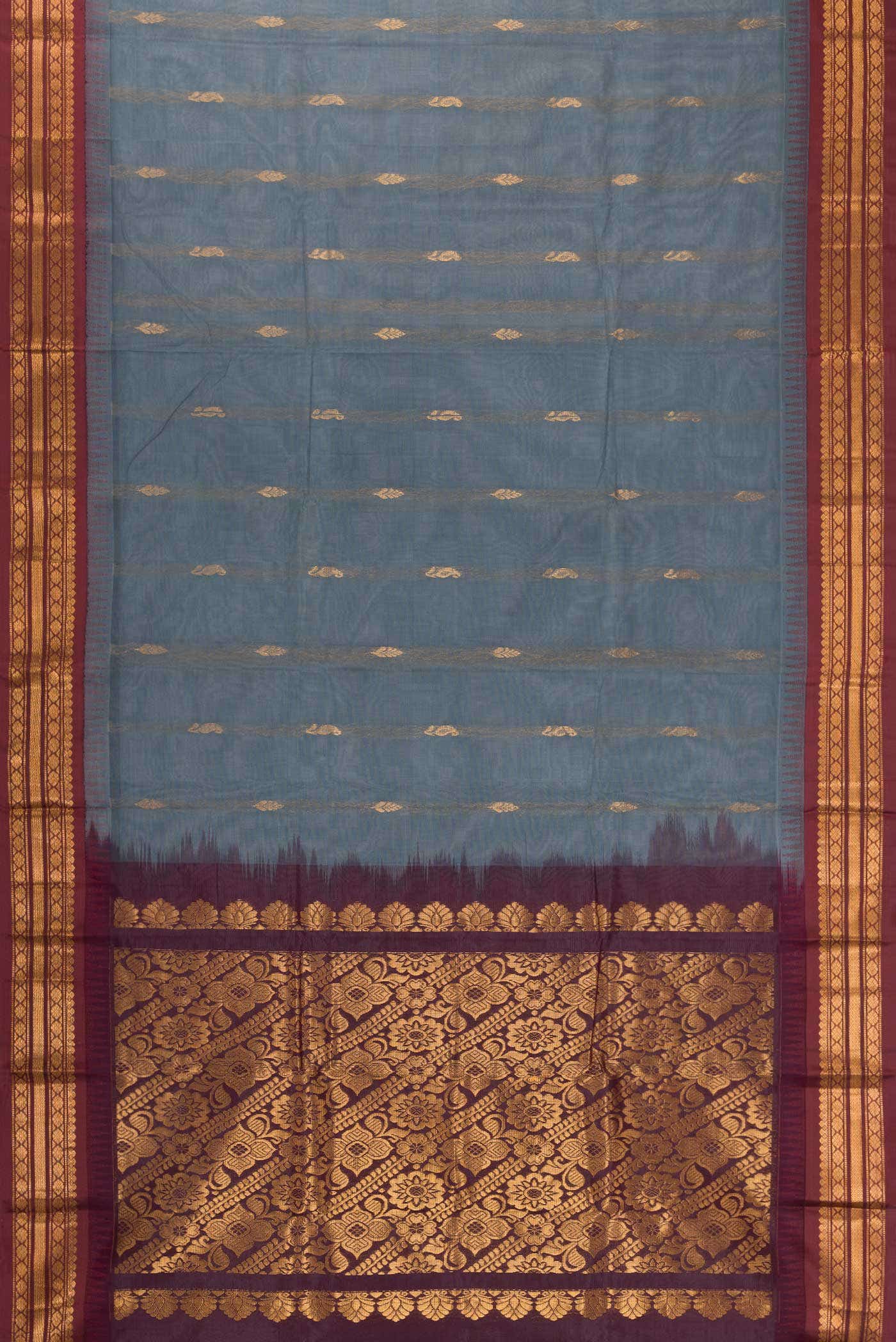 Grey Dual Tone Gadwal Silk Saree