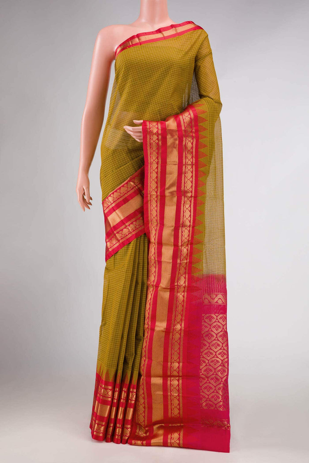 Mehandi Green Dual Tone Gadwal Silk Saree