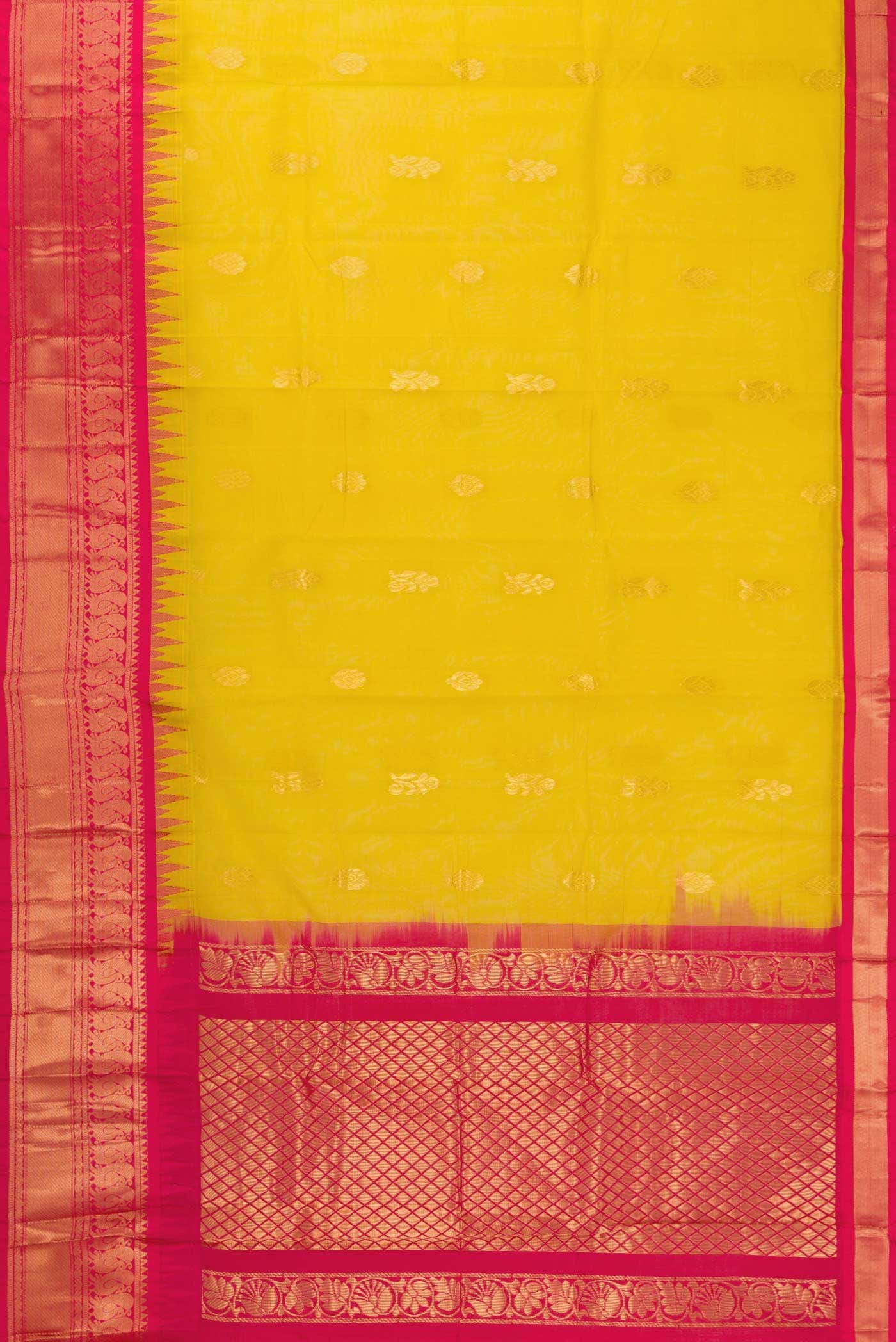 Yellow Dual Tone Gadwal Silk Saree