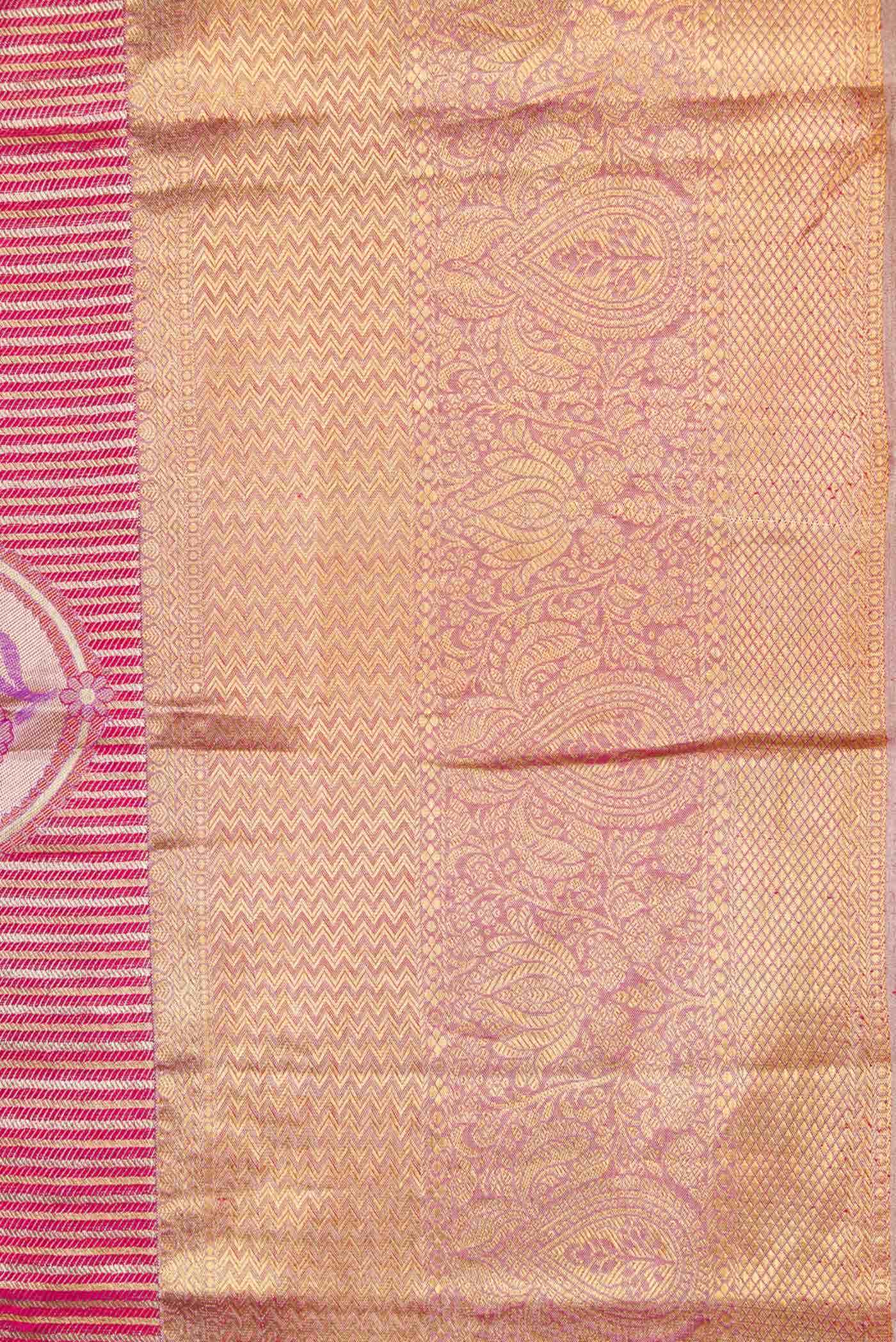 Pink Dual Tone Kanchipuram Tissue Silk Saree