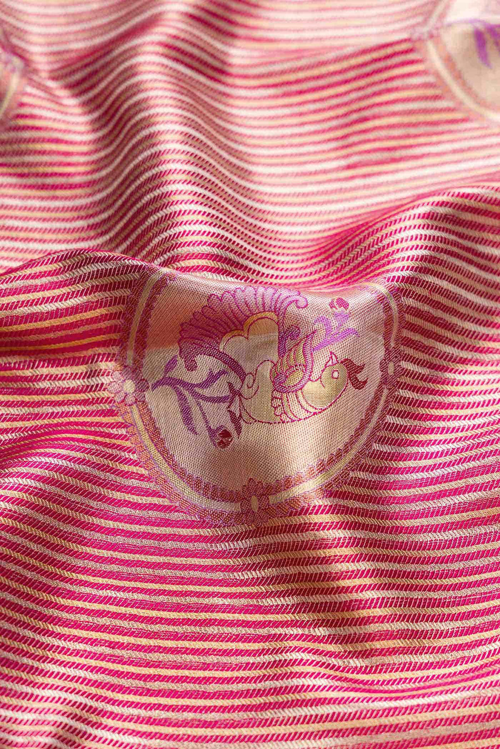 Pink Dual Tone Kanchipuram Tissue Silk Saree
