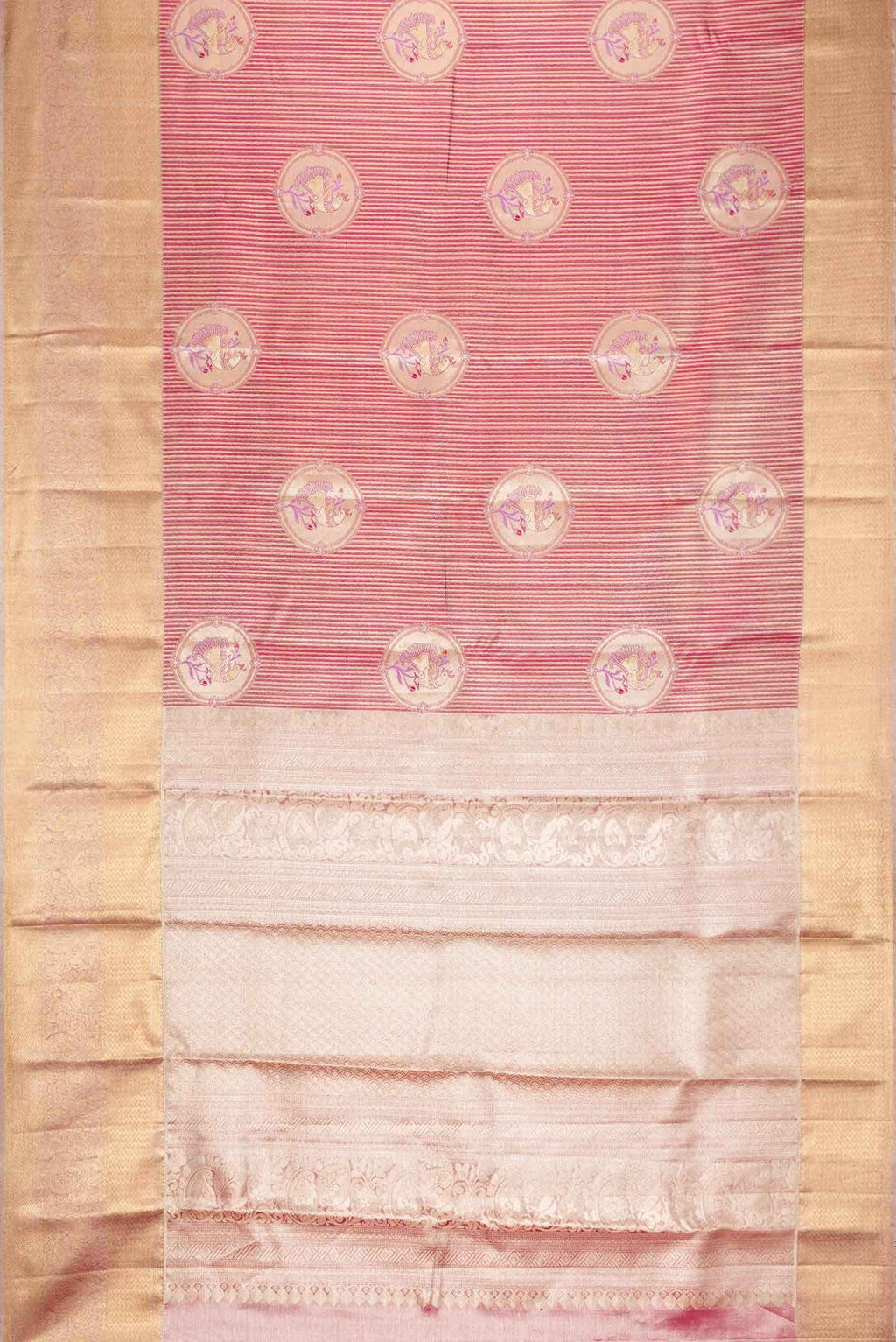 Pink Dual Tone Kanchipuram Tissue Silk Saree