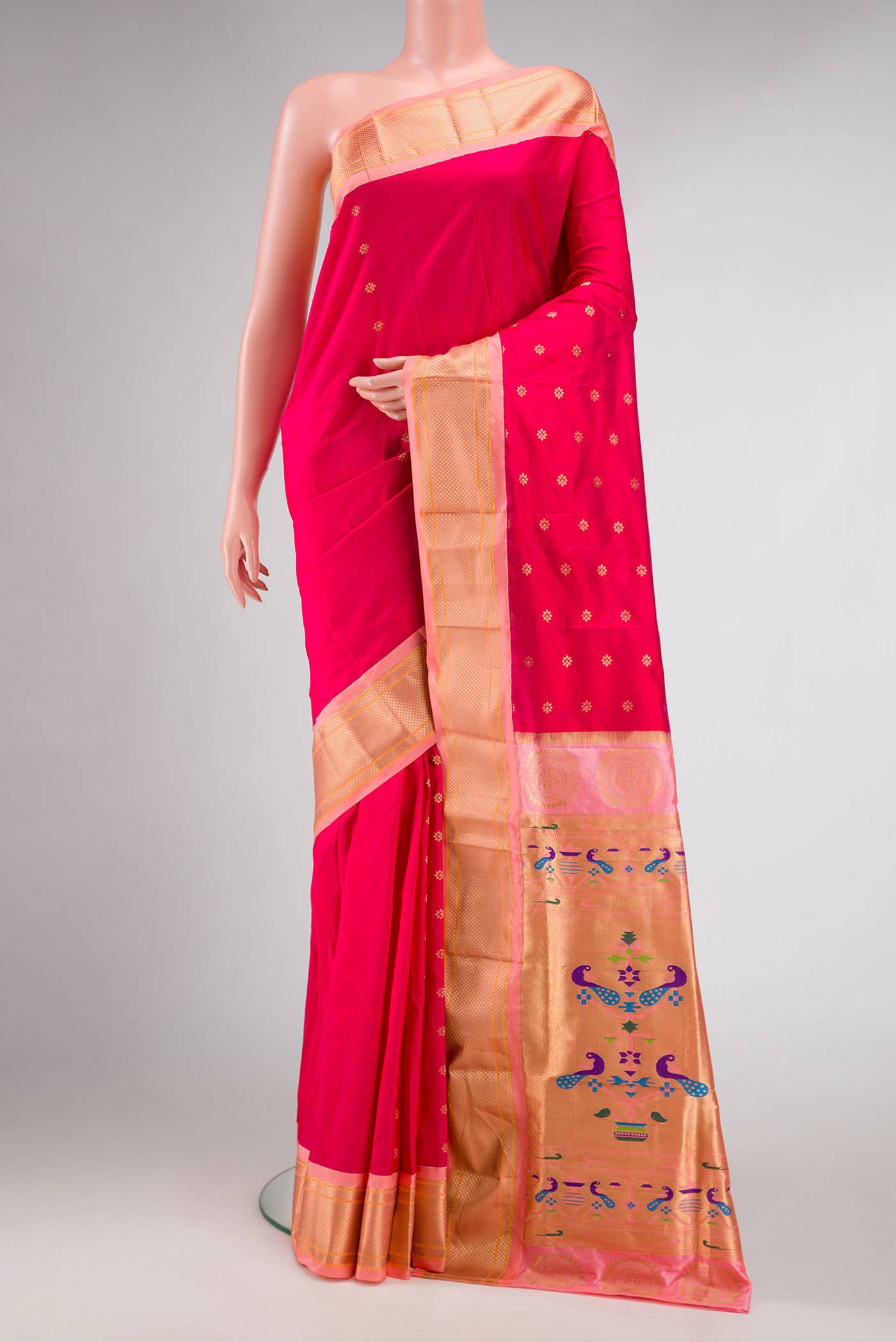 Imperial Red Dual Tone Paithani Silk Saree