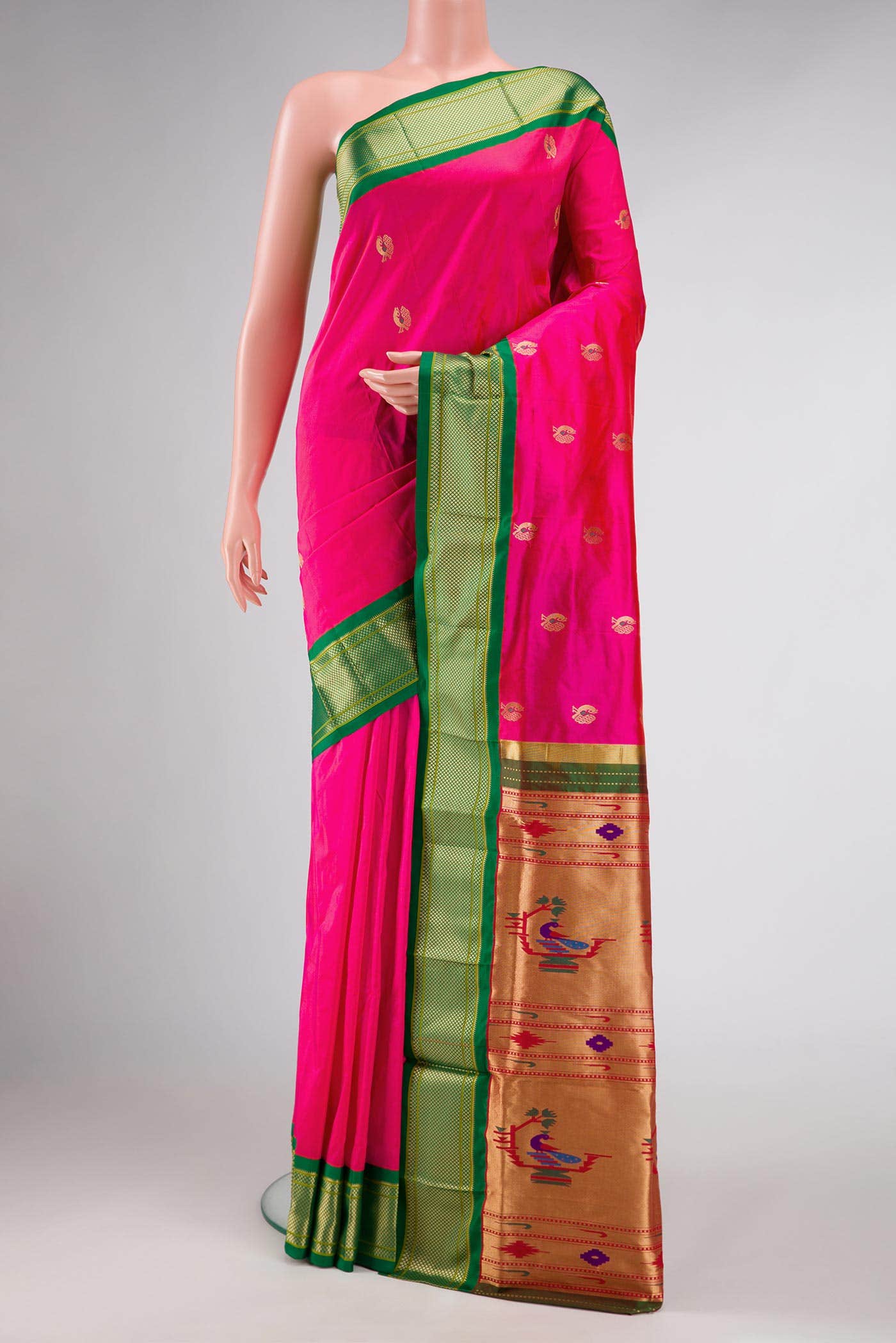 Pink Dual Tone Paithani Silk Saree