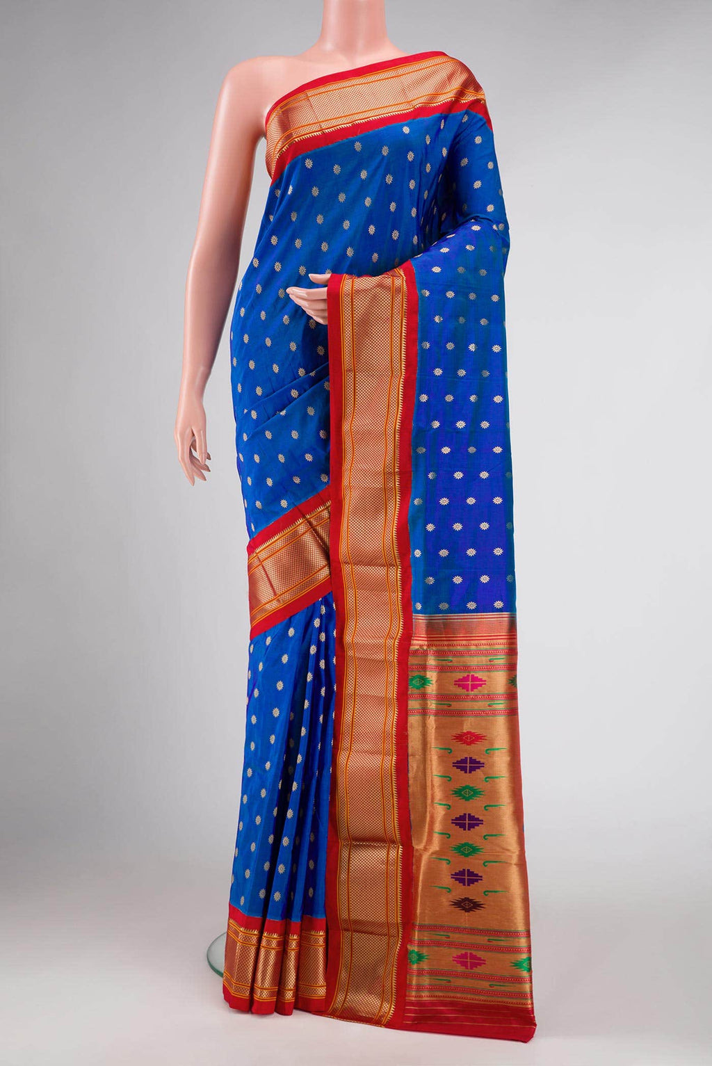 Royal Blue Dual Tone Paithani Silk Saree