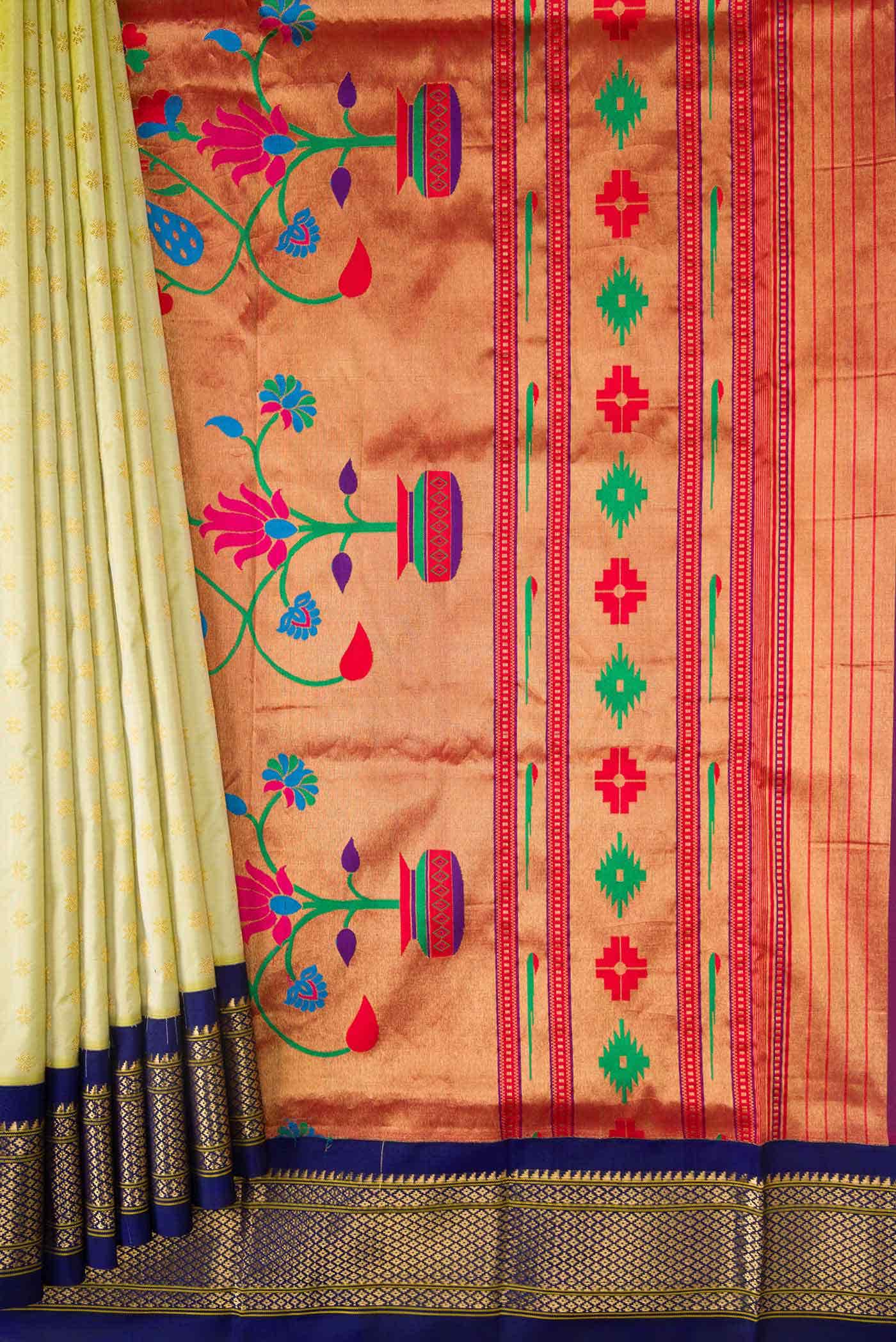 Pista Green Dual Tone Paithani Silk Saree