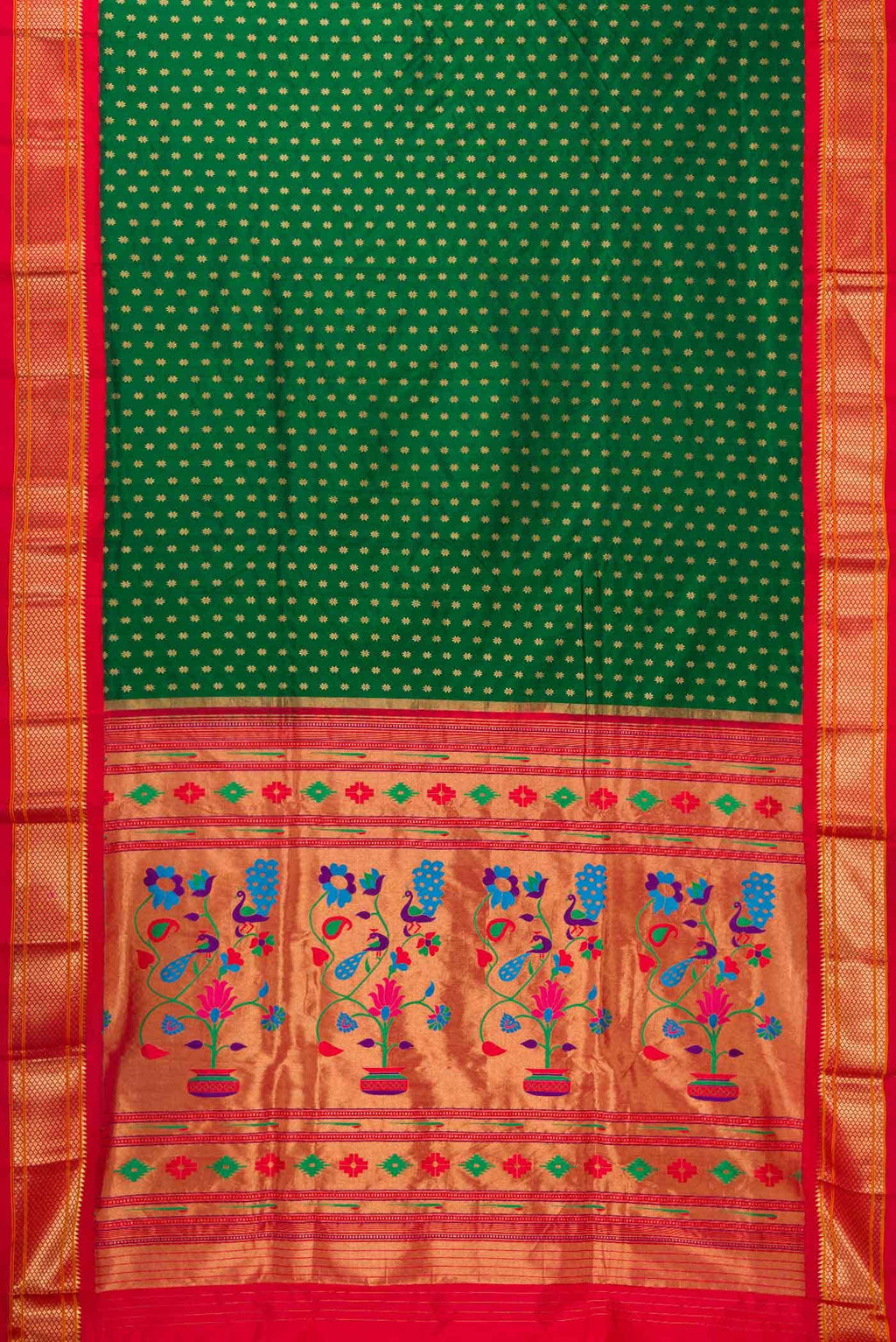 Green Dual Tone Paithani Silk Saree