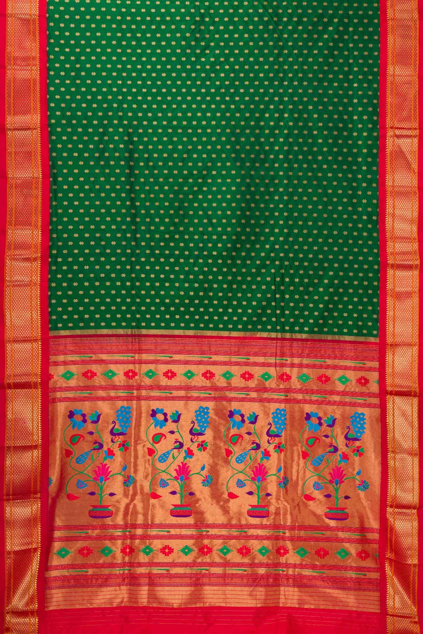 Green Dual Tone Paithani Silk Saree