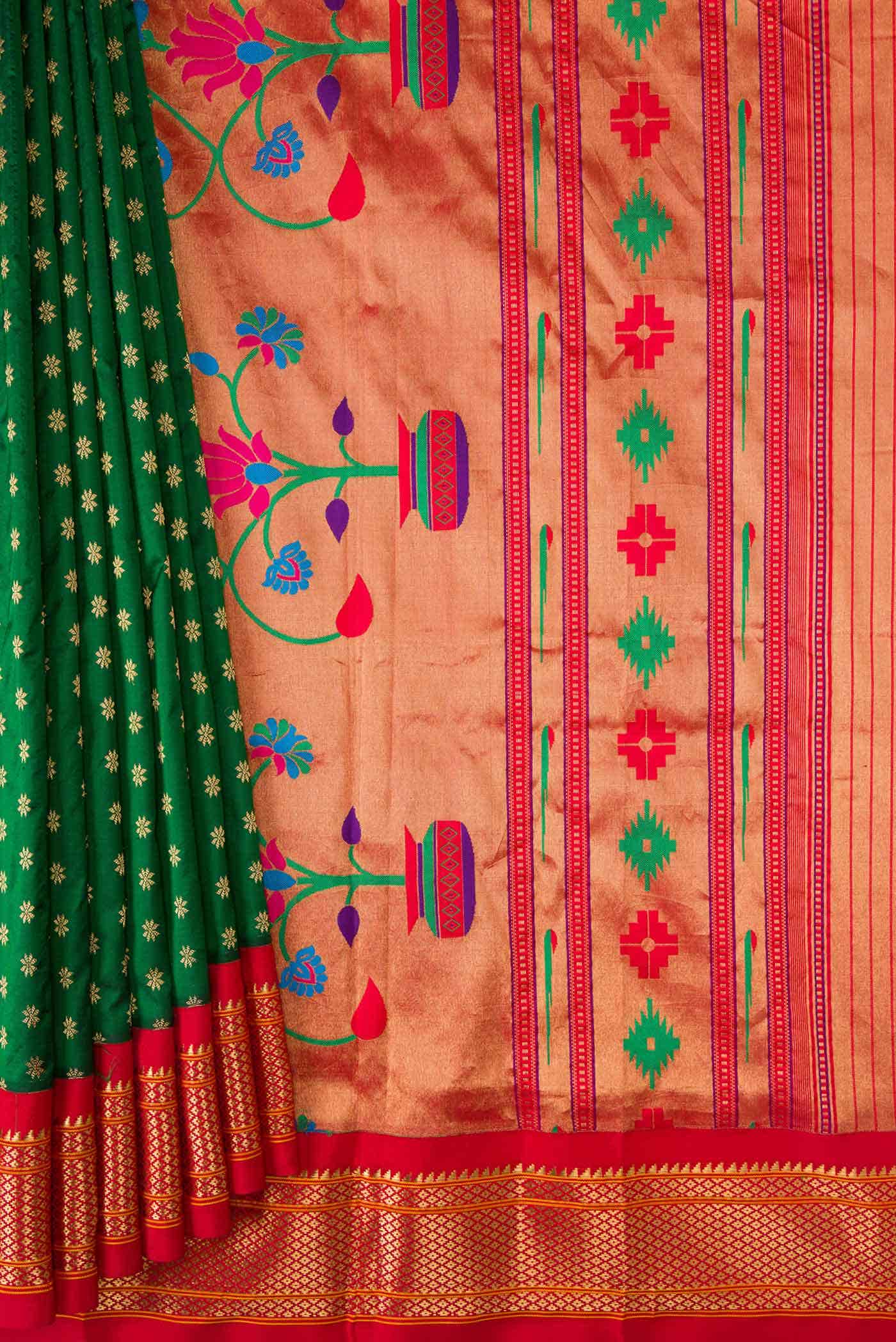 Green Dual Tone Paithani Silk Saree