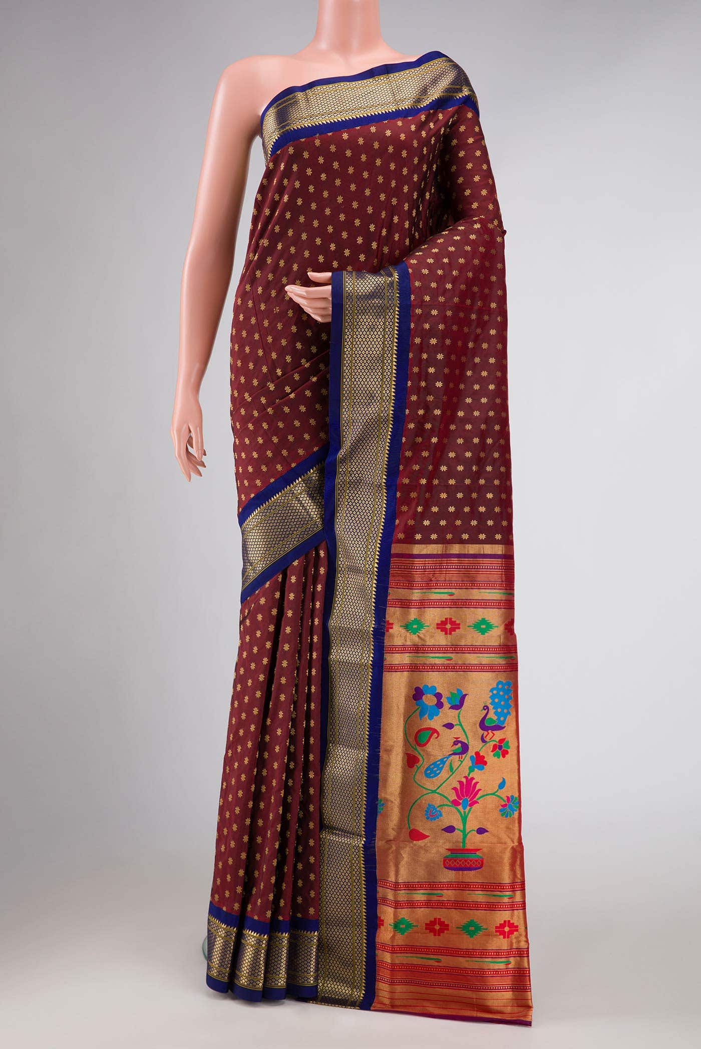 Brown Dual Tone Paithani Silk Saree