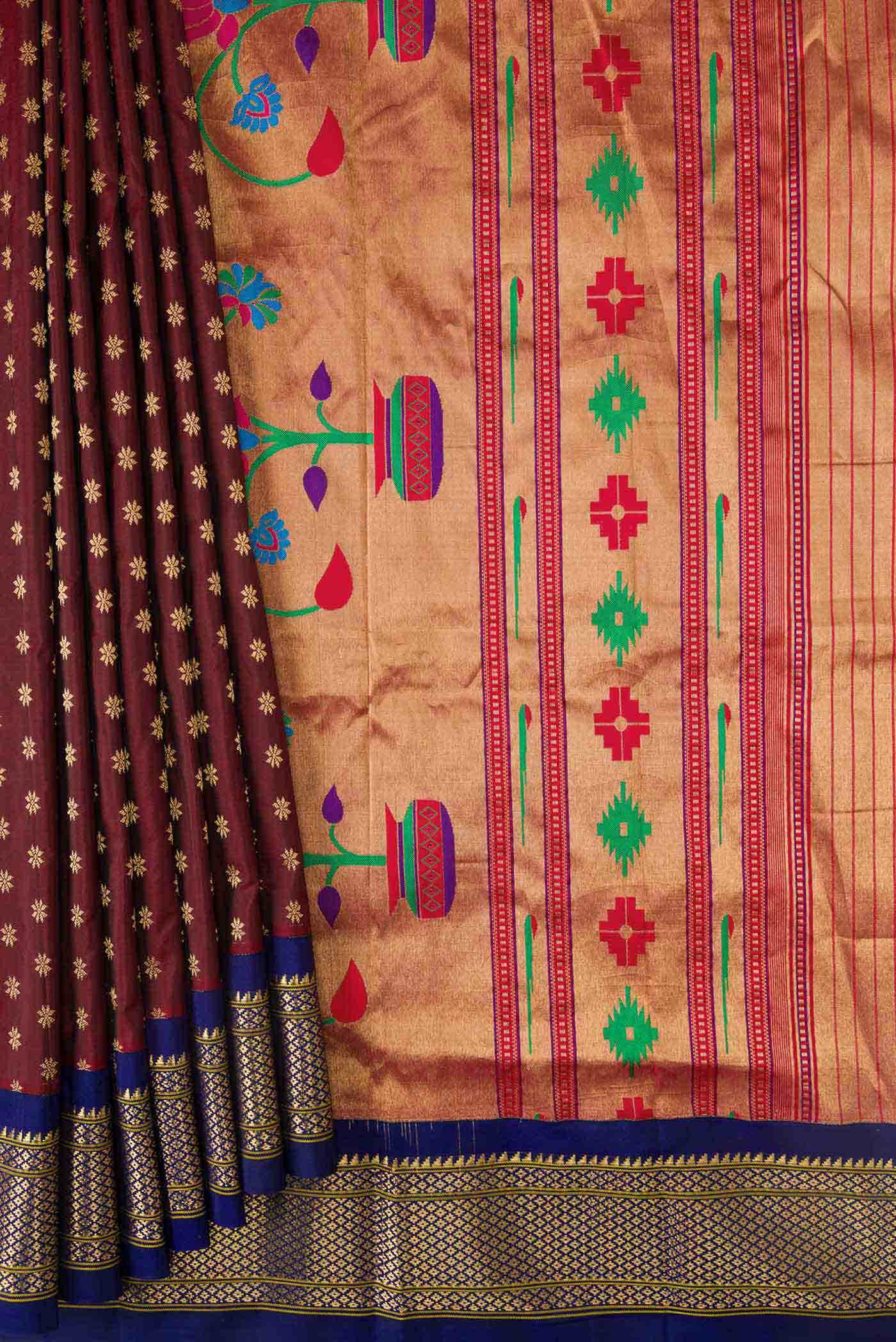 Brown Dual Tone Paithani Silk Saree