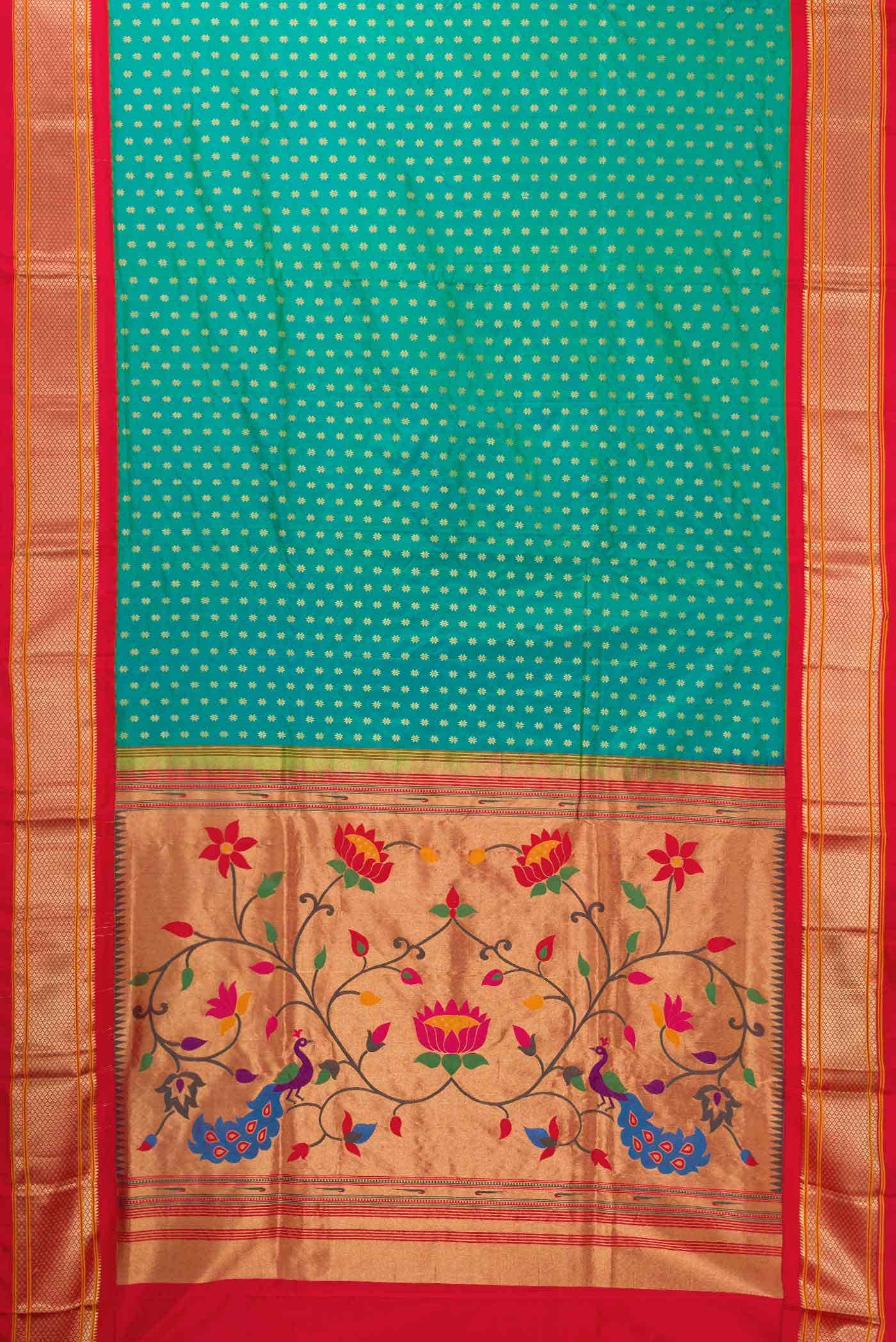 Sea Green Dual Tone Paithani Silk Saree