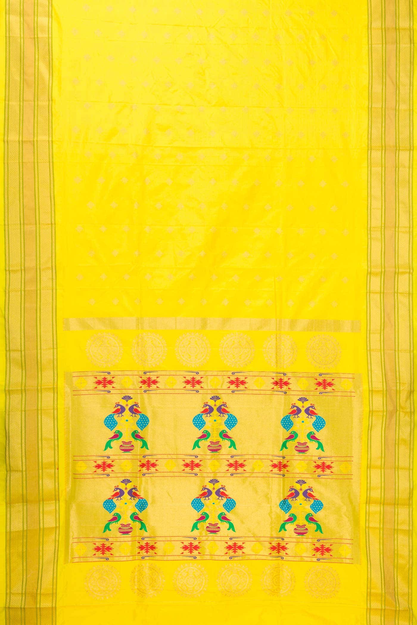 Yellow Dual Tone Paithani Silk Saree