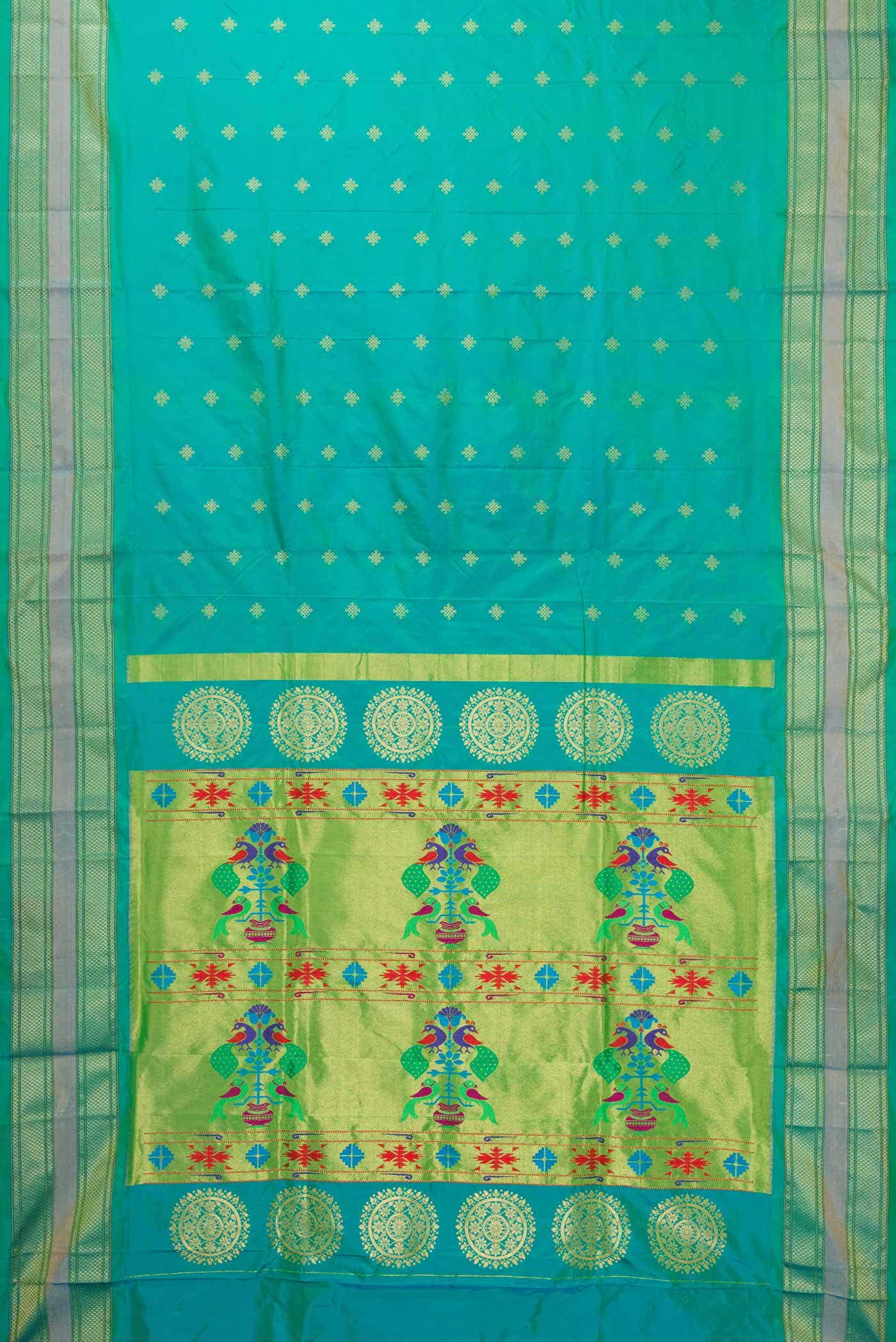 Sea Green Dual Tone Paithani Silk Saree