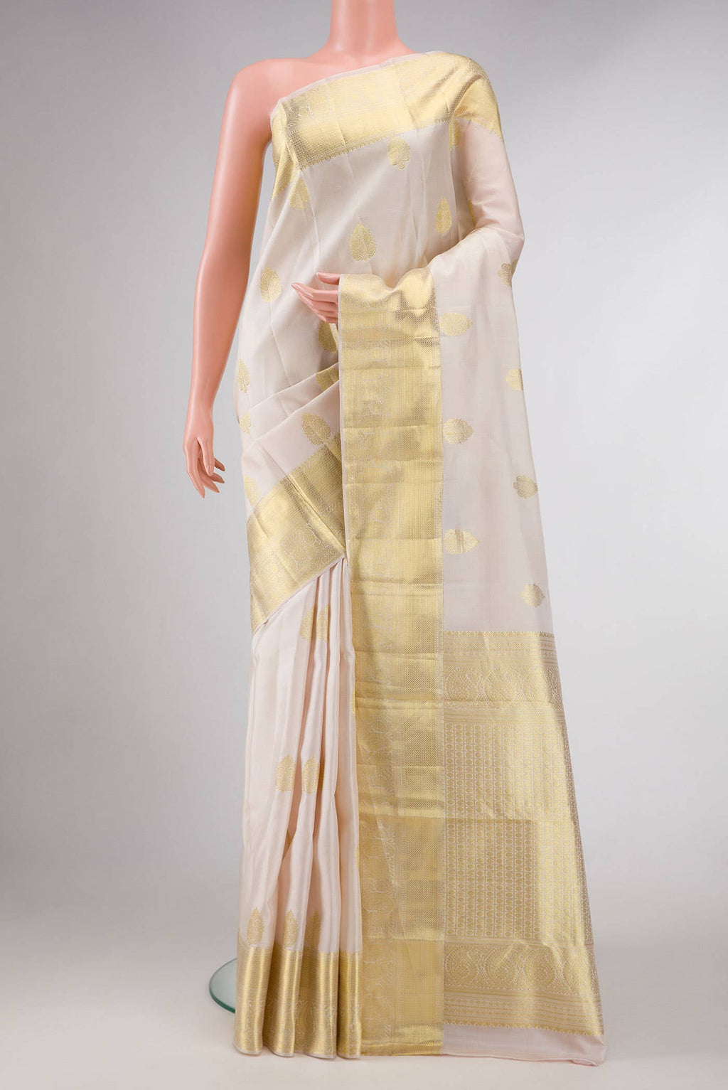 Beige Dual Tone Kanchipuram Silk Saree