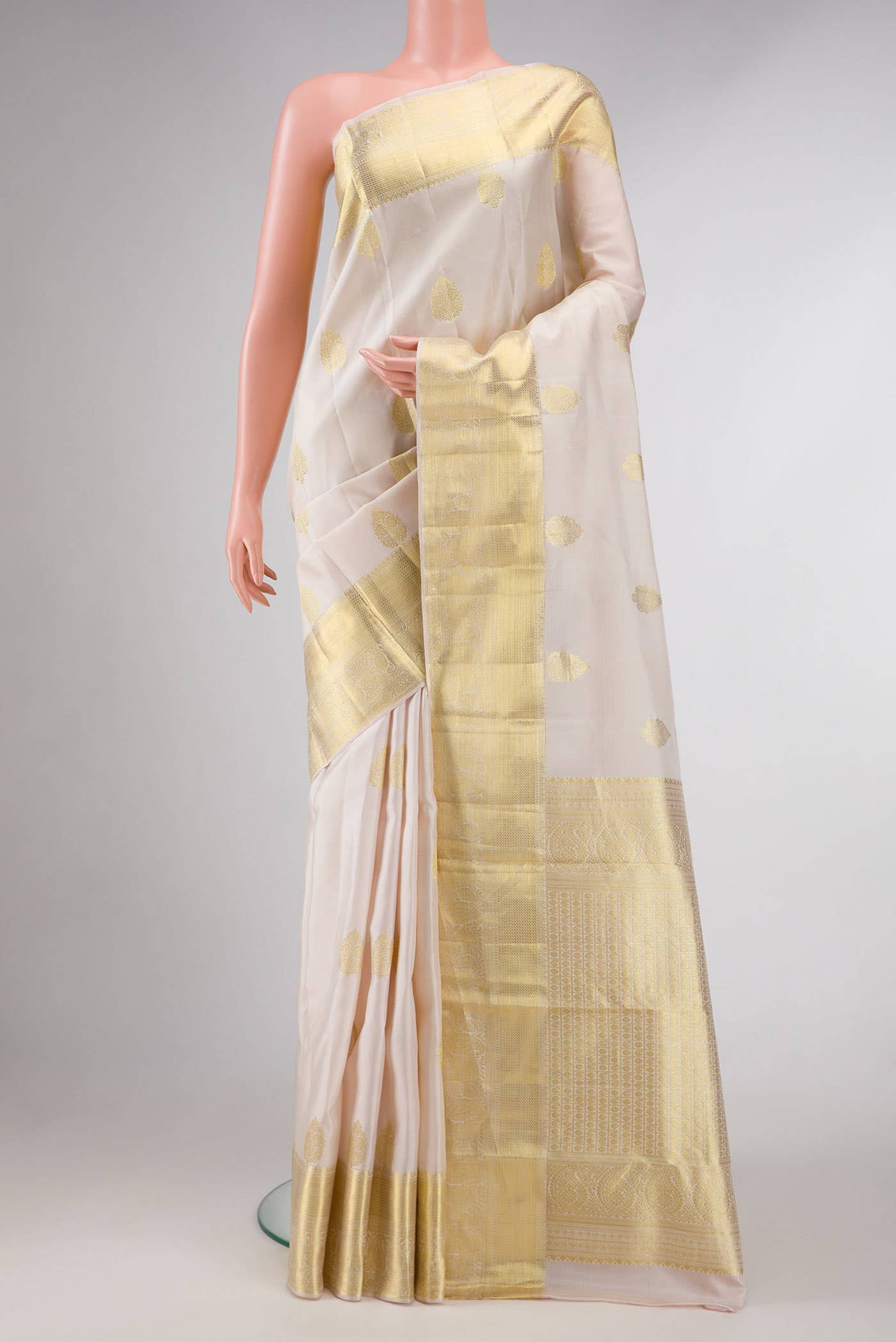 Beige Dual Tone Kanchipuram Silk Saree