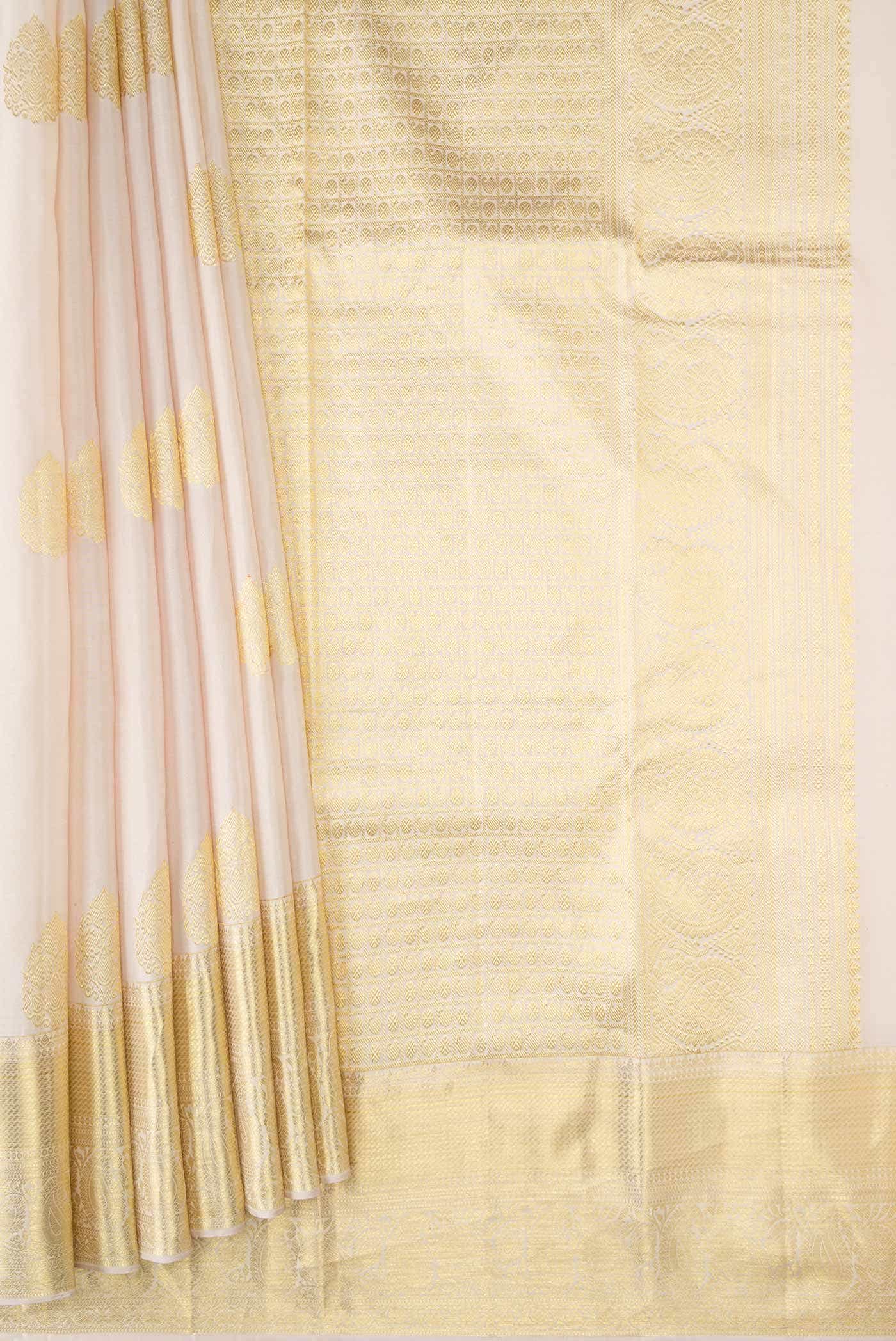 Beige Dual Tone Kanchipuram Silk Saree