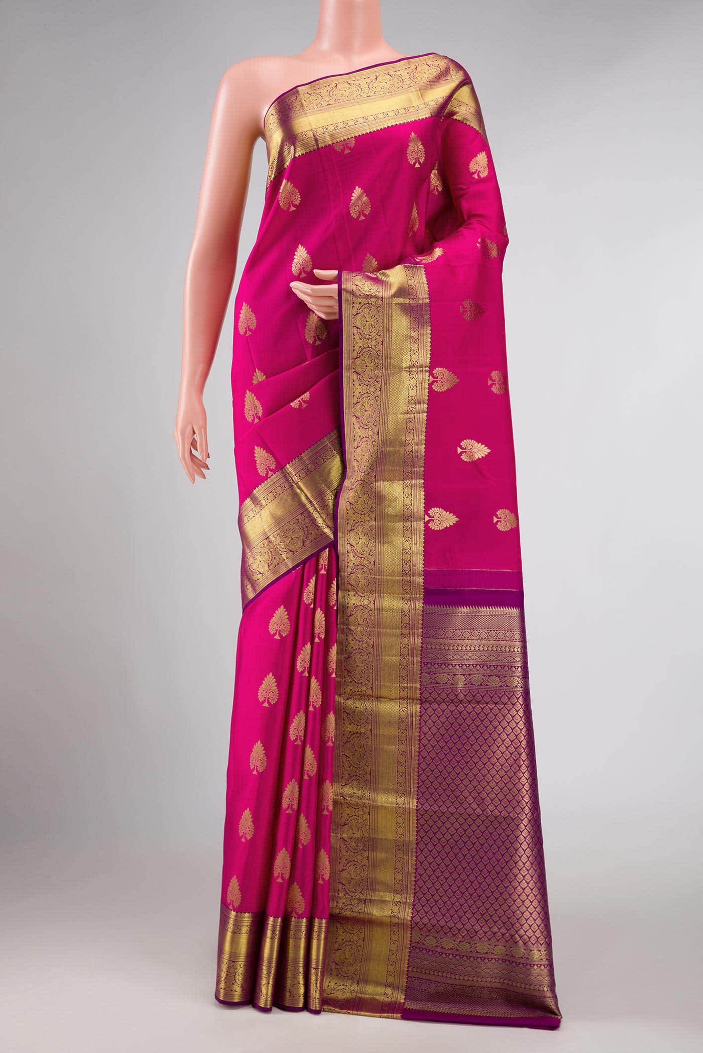 Pink Dual Tone Kanchipuram Silk Saree