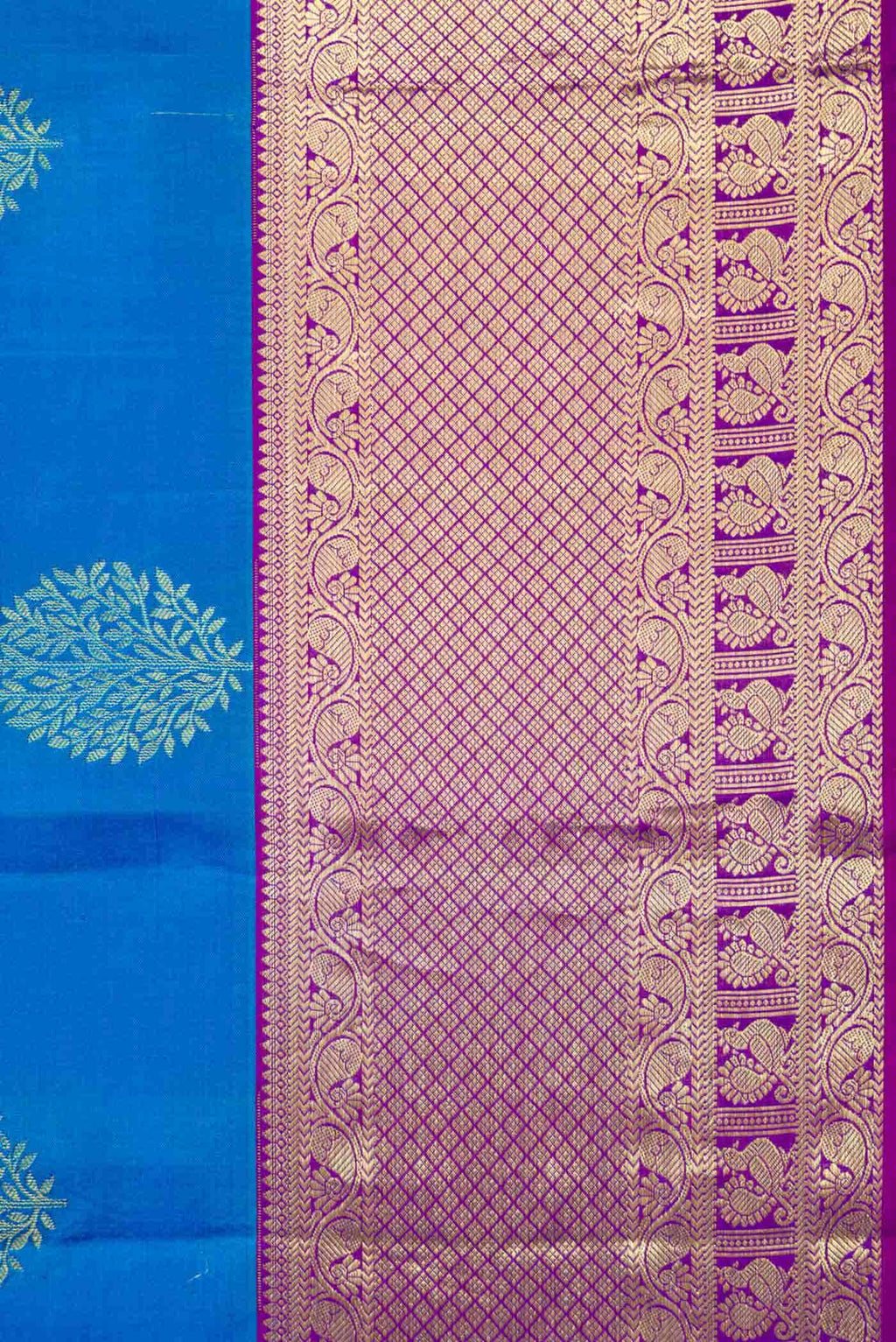 Peacock Blue Dual Tone Kanchipuram Silk Saree