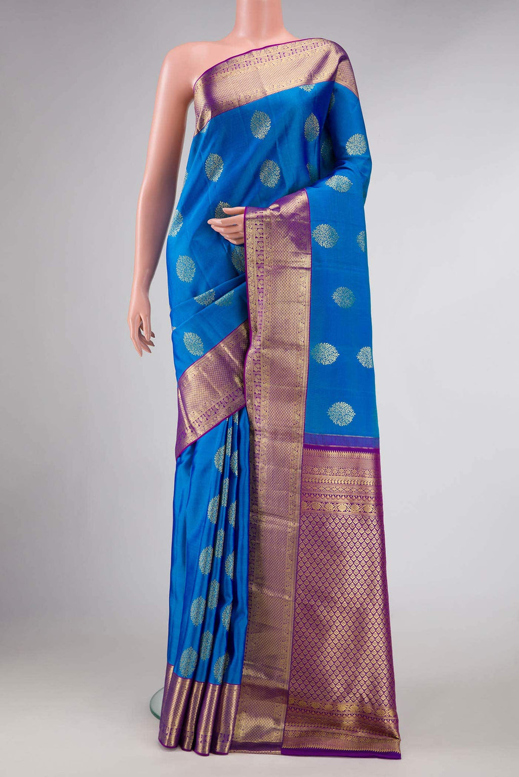 Peacock Blue Dual Tone Kanchipuram Silk Saree