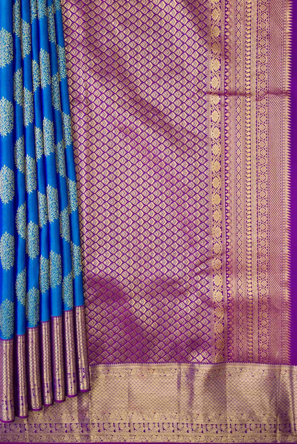 Peacock Blue Dual Tone Kanchipuram Silk Saree