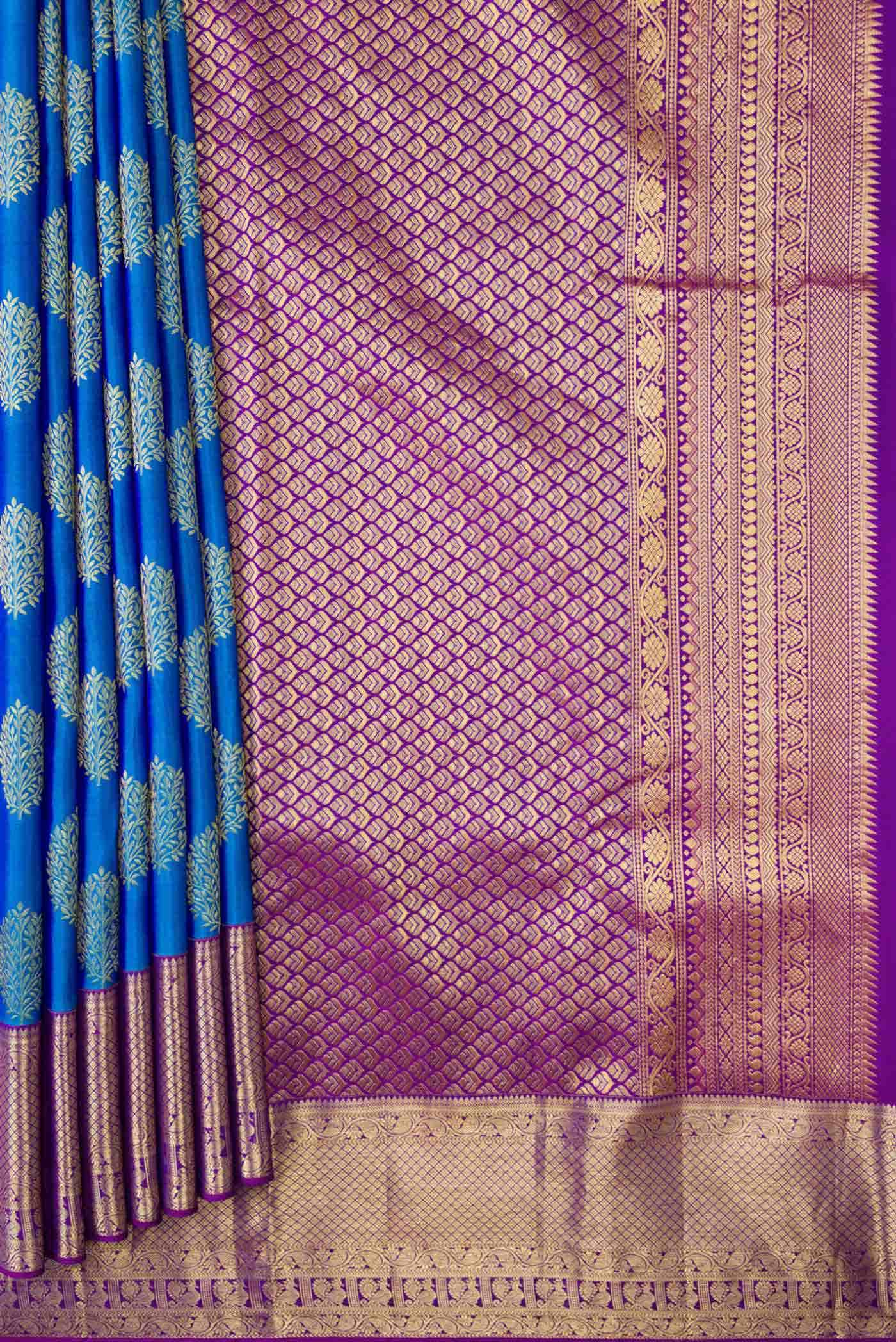 Peacock Blue Dual Tone Kanchipuram Silk Saree
