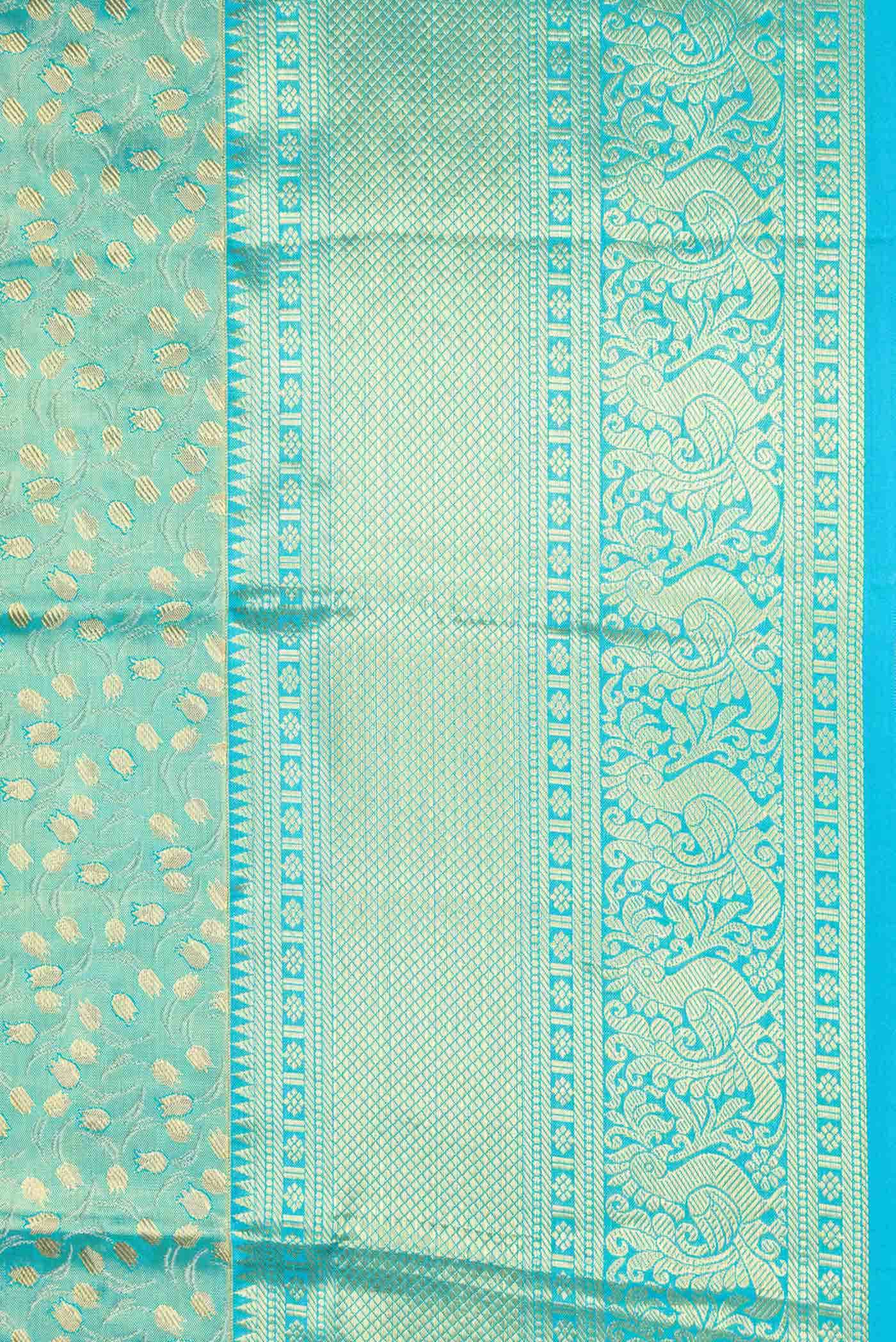 Blue Dual Tone Kanchipuram Tissue Silk Saree