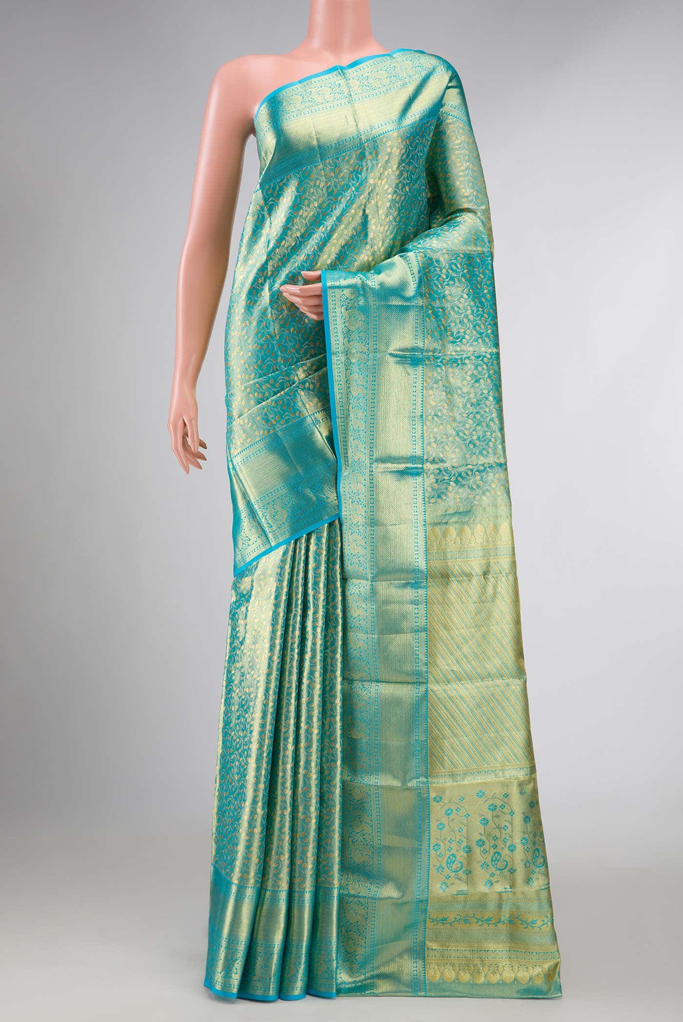 Blue Dual Tone Kanchipuram Tissue Silk Saree