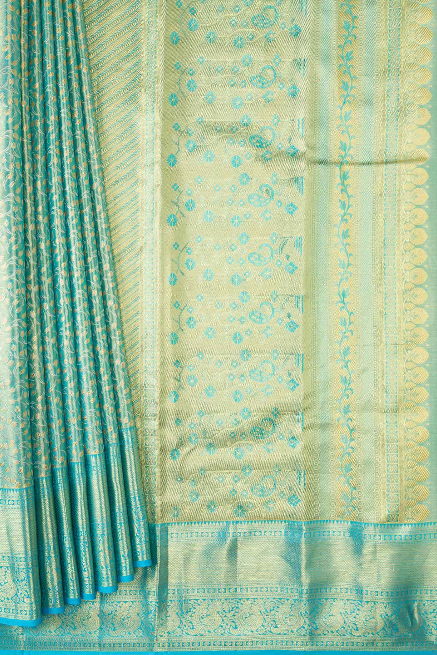 Blue Dual Tone Kanchipuram Tissue Silk Saree