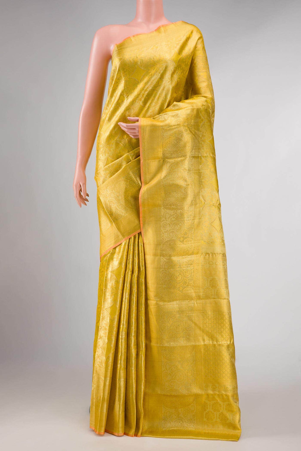Gold Dual Tone Kanchipuram Tissue Silk Saree