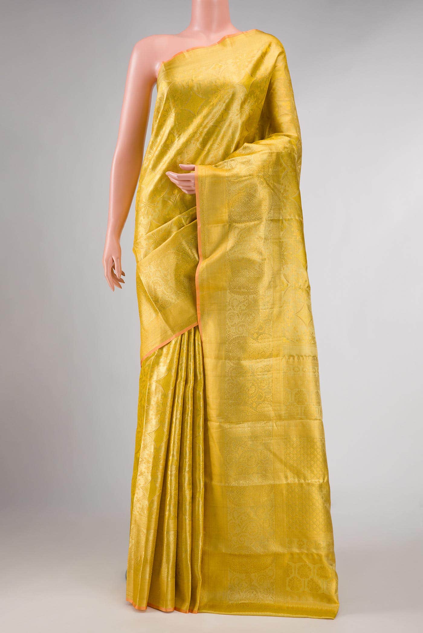 Gold Dual Tone Kanchipuram Tissue Silk Saree