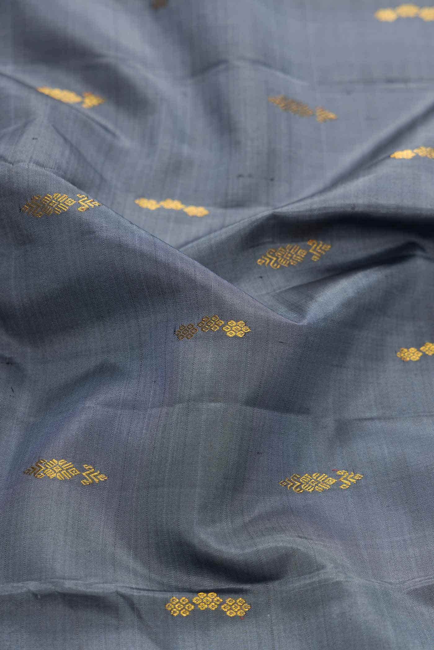 Pure Silk Pure Zari Grey Dual Tone Kanchipuram Saree