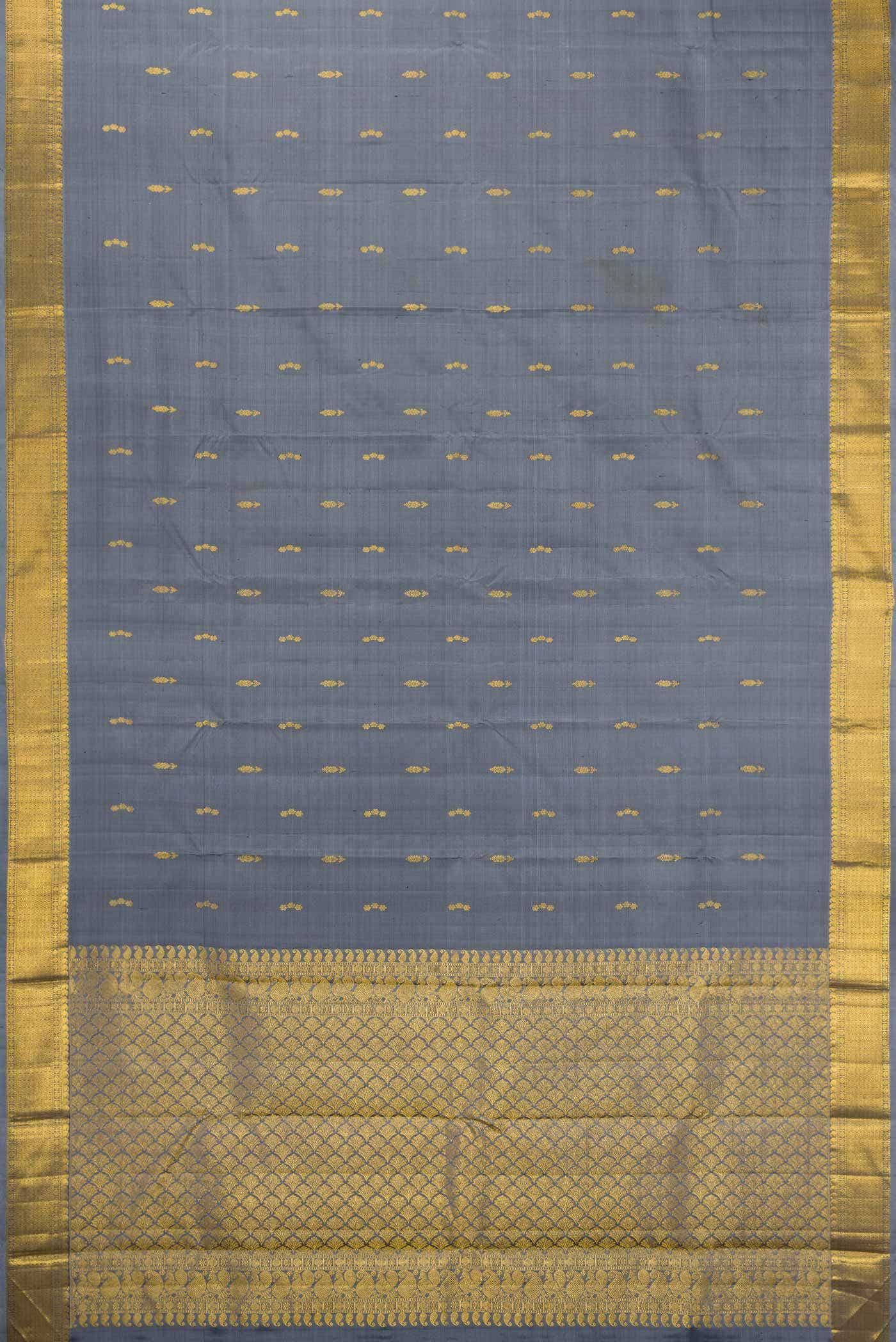 Pure Silk Pure Zari Grey Dual Tone Kanchipuram Saree